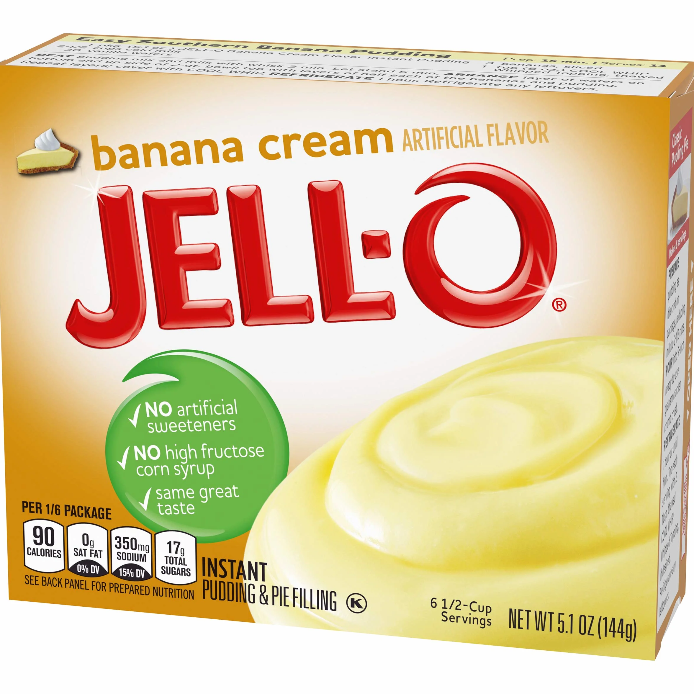 Jell-O Instant Pudding and Pie Filling, Banana Cream, 5.1-Ounce Boxes (Pack of 6)