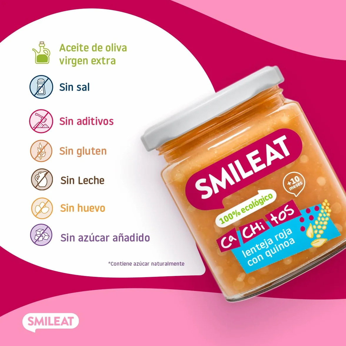 Smileat Tarritos de Lenteja Roja con Quinoa Ecológico Sin Azúcar Añadido Pack 4 x 230g 920g