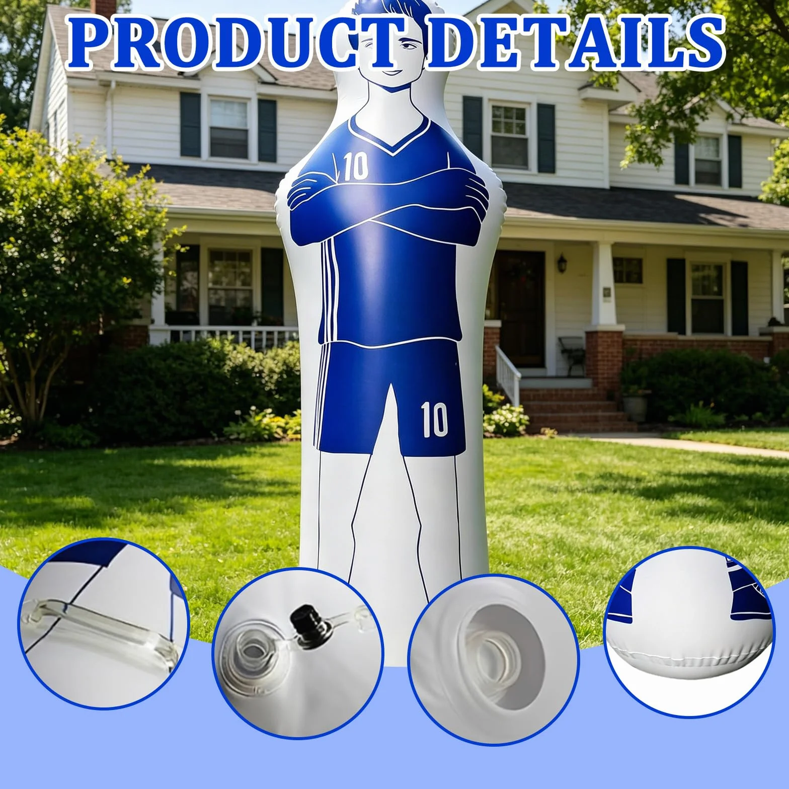Portero Keeper Tumbler hinchable de fútbol 40 x 160 cm 0,35 mm PVC azul Dummies de tiro libre accesorios de entrenamiento