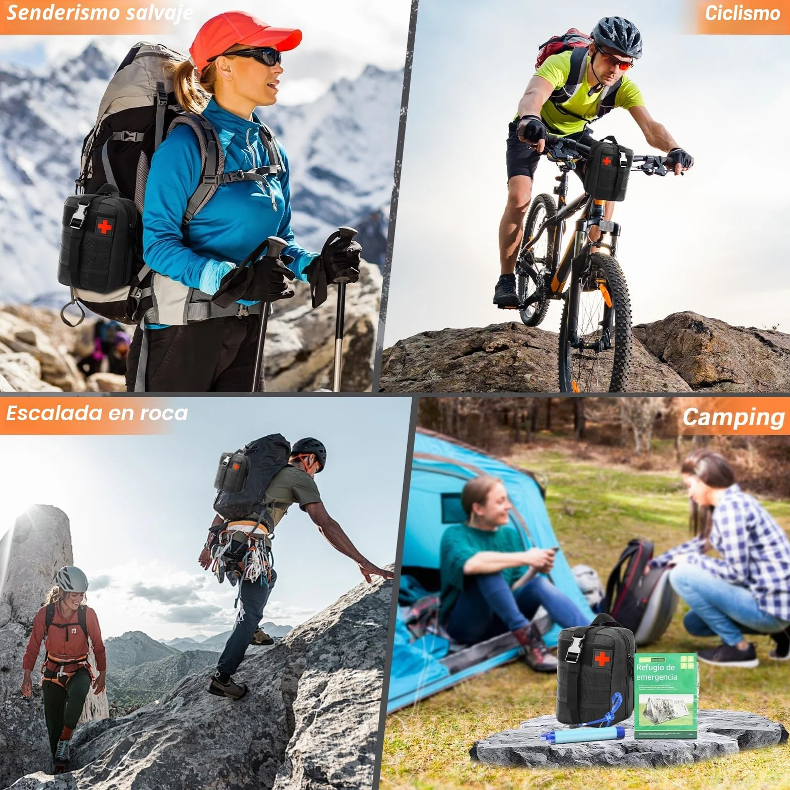 Kit de Supervivencia de Emergencia al Aire Libre, Equipo para Camping y Senderismo