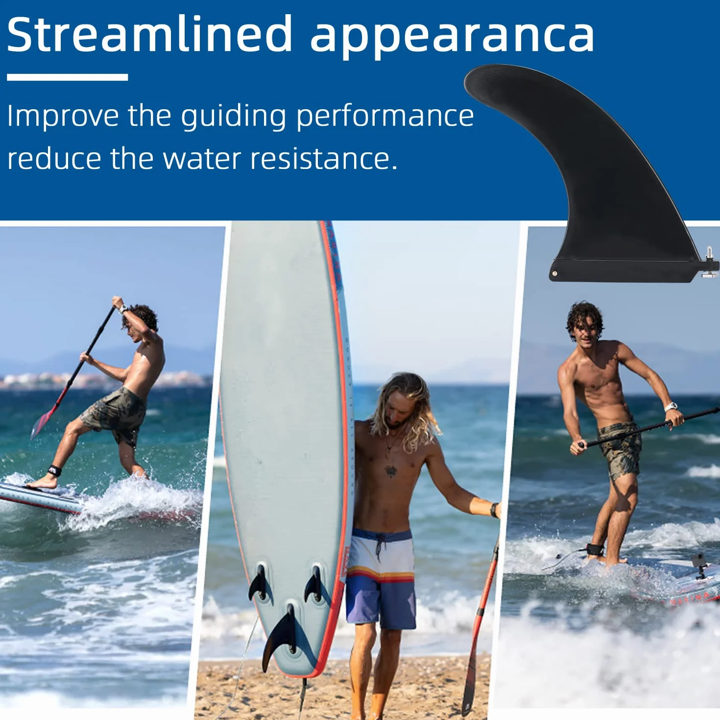 JEEZAO Aleta de Tabla de Surf Retirable Sup Central Fin para Longboards Surfboards Paddleboards