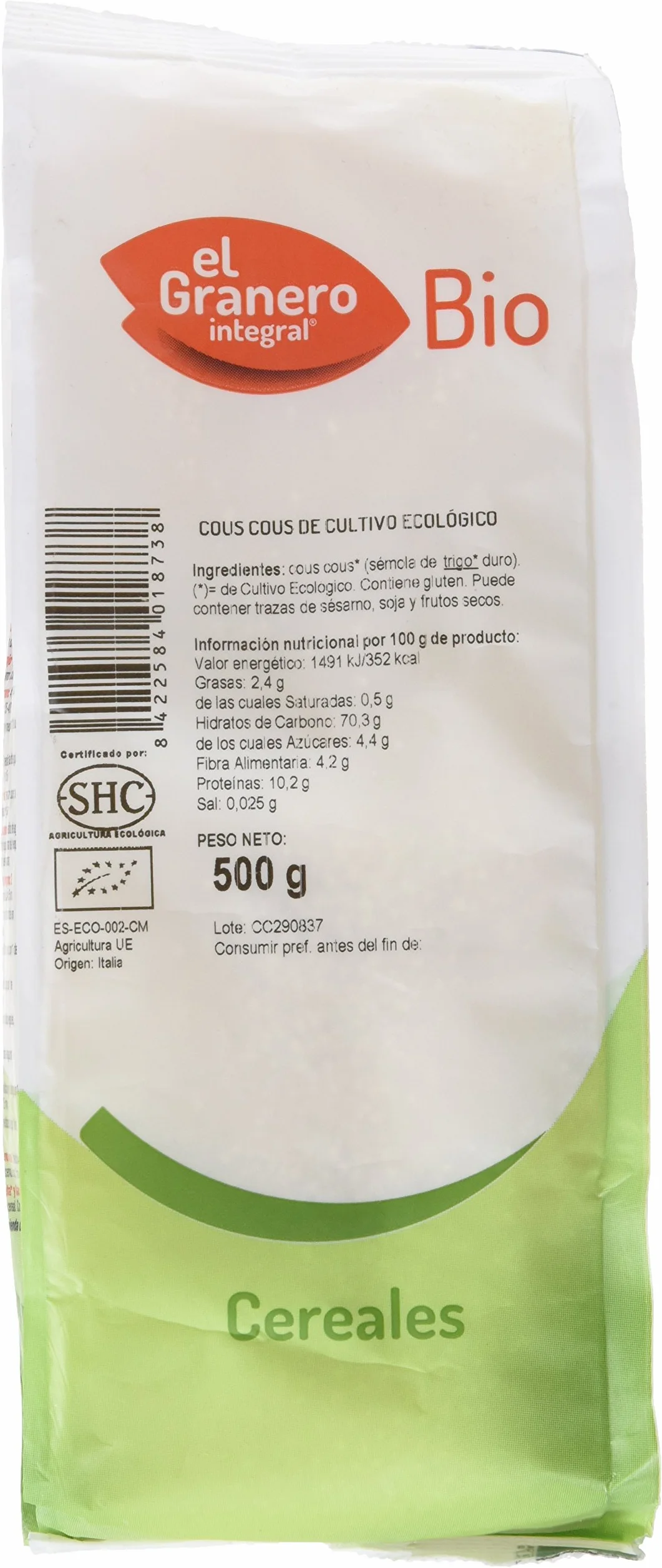 COUS COUS BIO BLANCO 500 gr
