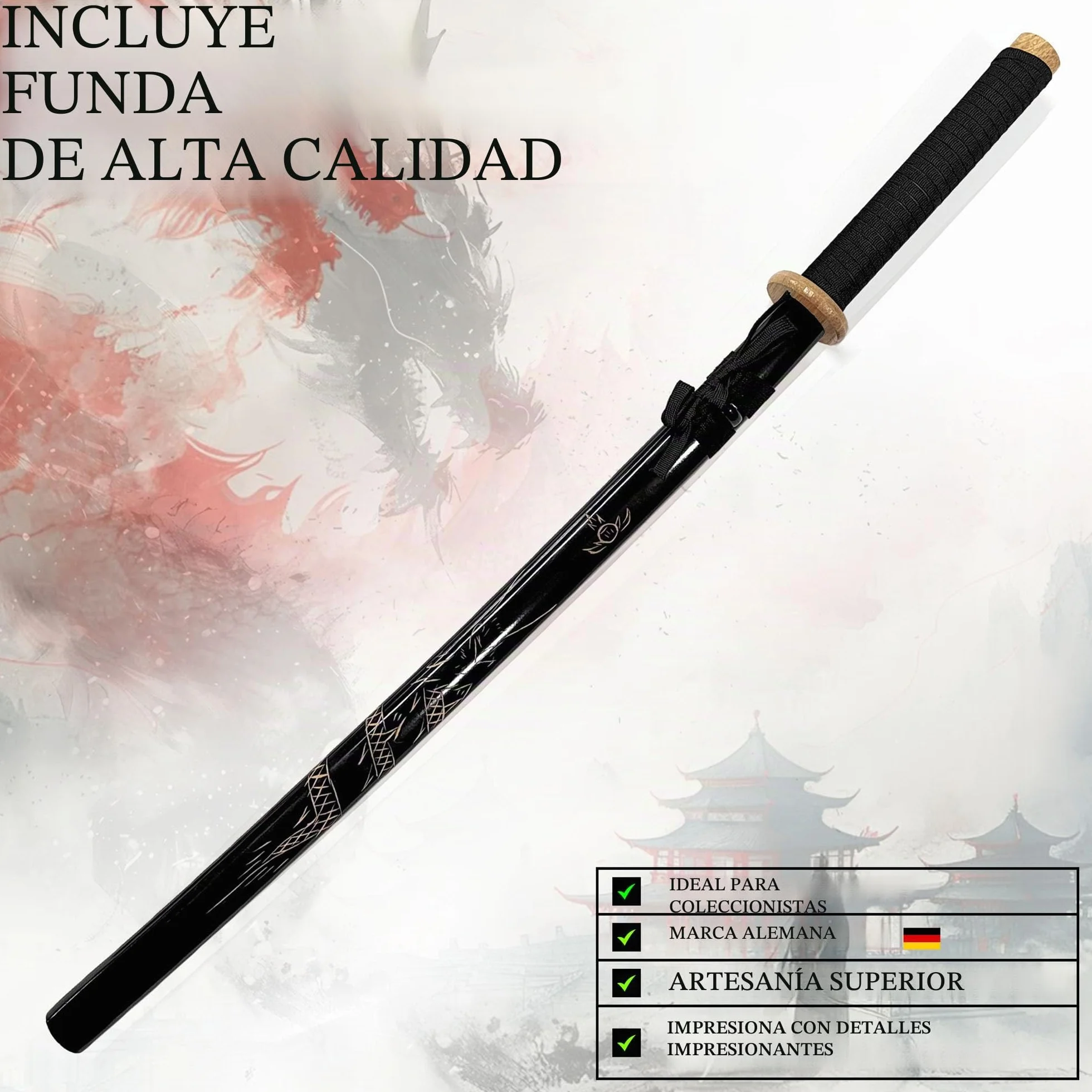 Bokken de madera Shinai Katana Wakizashi Tanto Kendo espada entrenamiento samurái