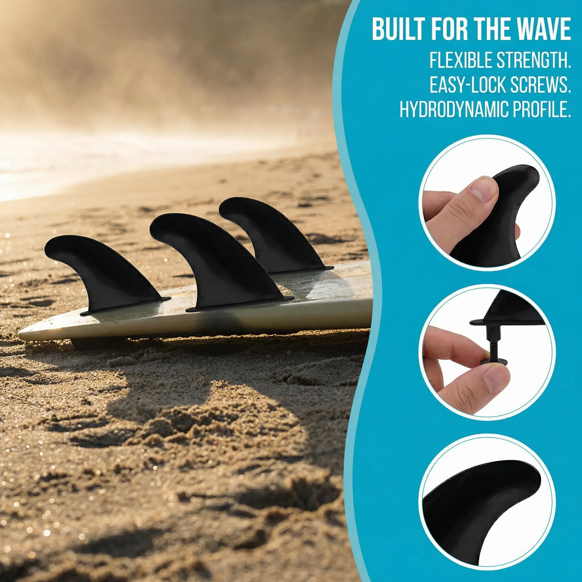 Perfeclan 3 Piezas Softboard 3 Fin Set Tornillos Y Aletas Catch Surf