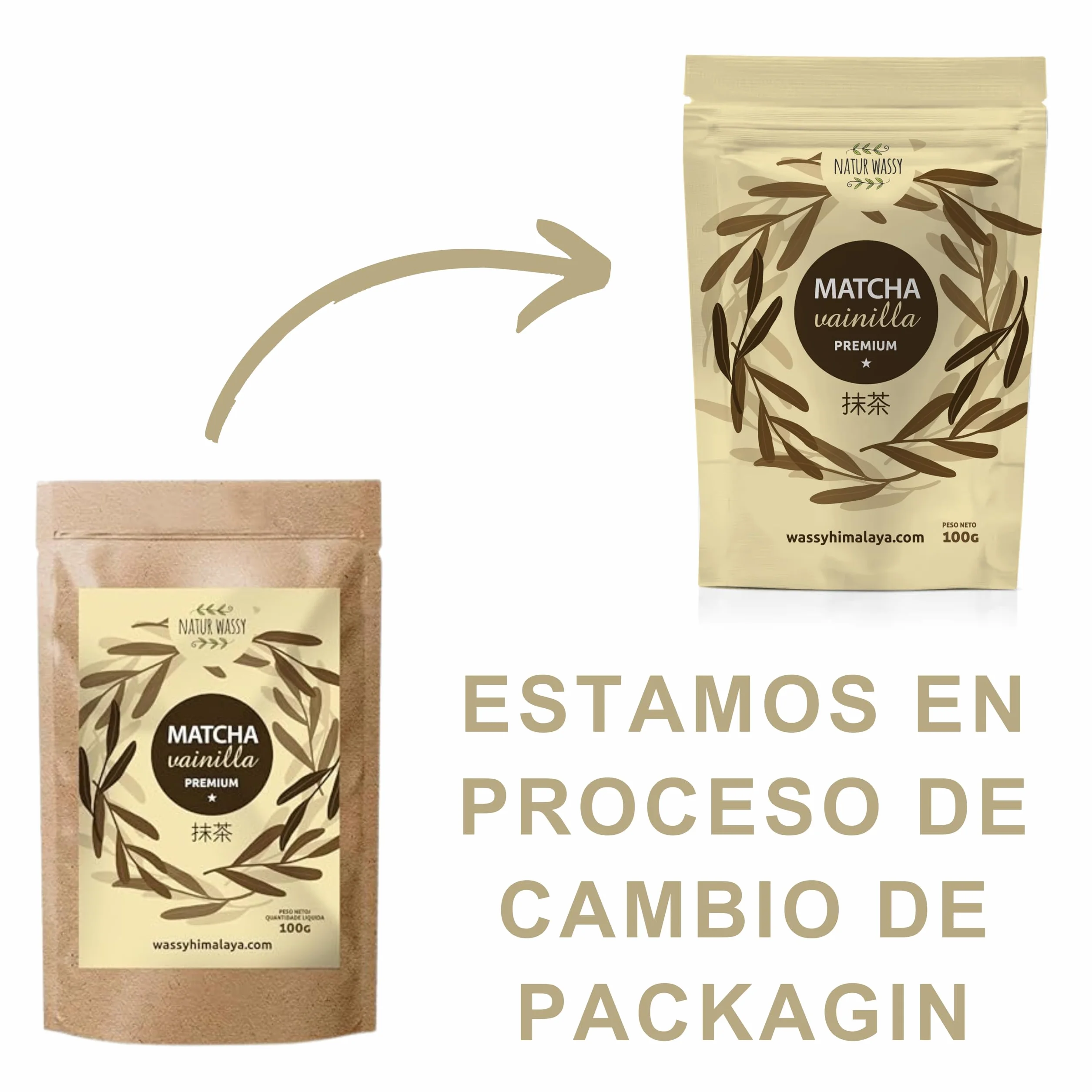 NATUR WASSY Te Matcha VAINILLA, Grado PREMIUM, En Polvo. 100% Natural. 100Gr De Te Verde Matcha Sabor a Vainilla, Potente Detox Y Antioxidante. 100 Dosis