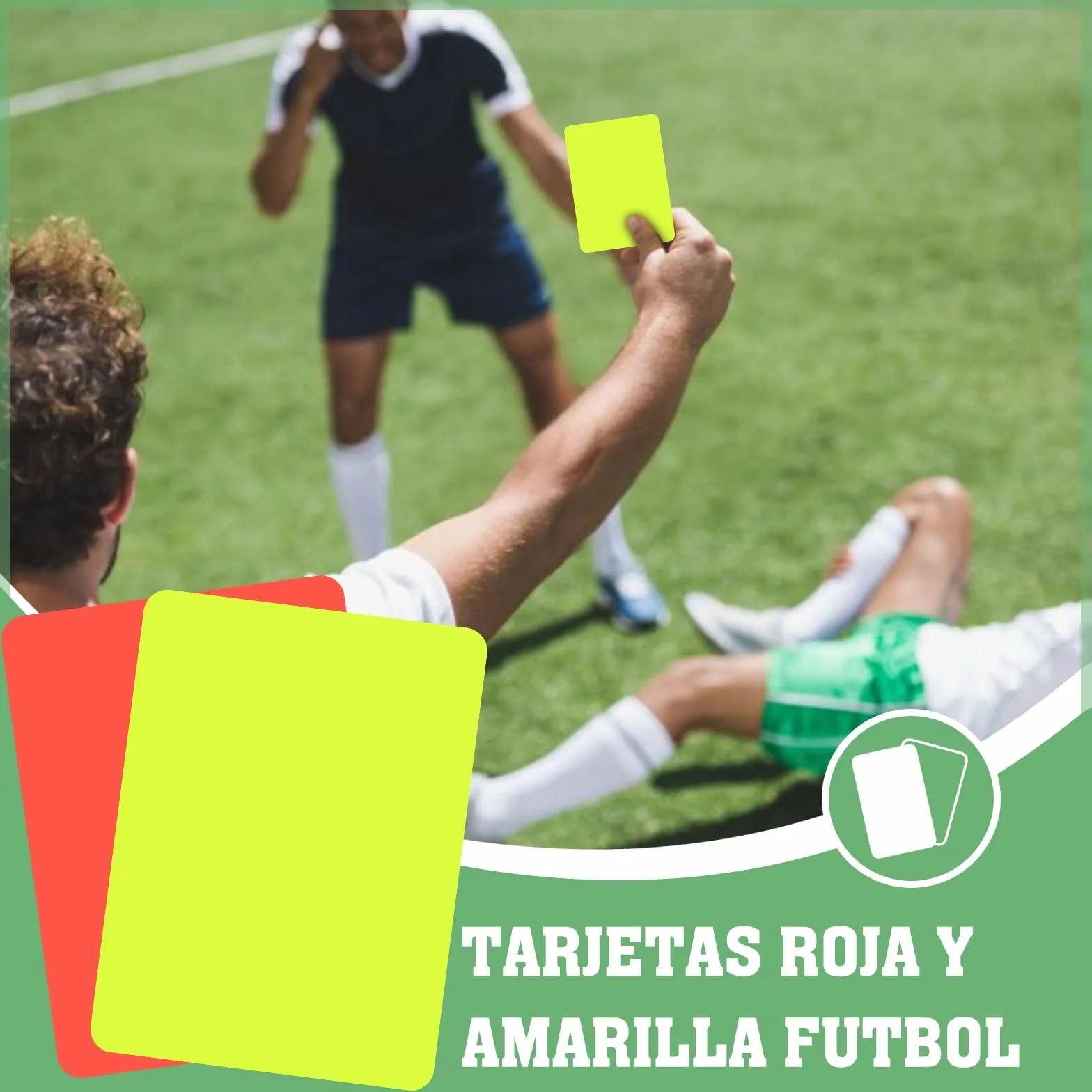 Kit de Tarjetas Árbitro Fútbol Rojas y Amarillas con Silbato Profesional, Papel, Lápiz, Brazalete de Capitán