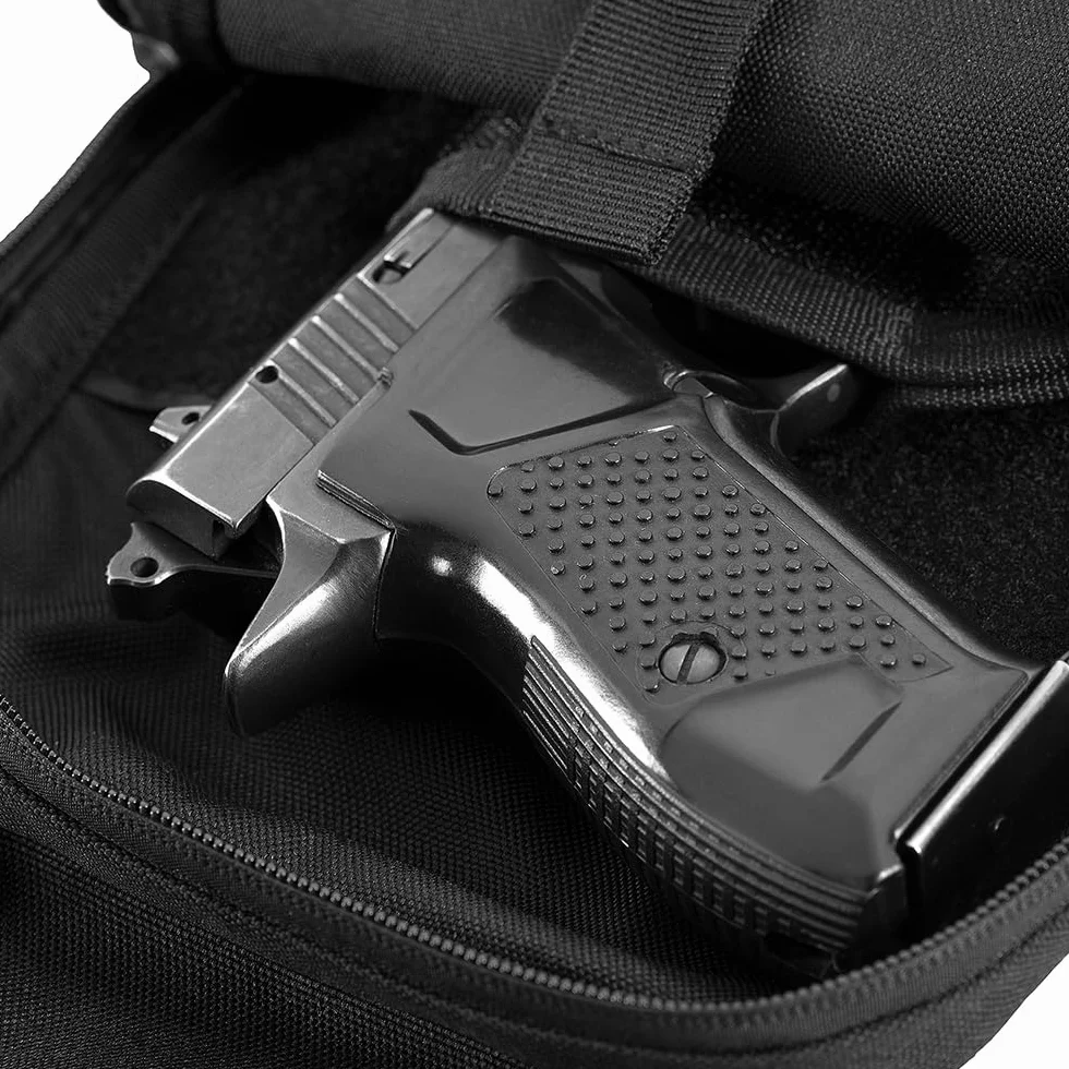 M-Tac EDC Funda para Pistola Negra con Bolsillo Oculto 5 Compartimentos Ajuste Universal