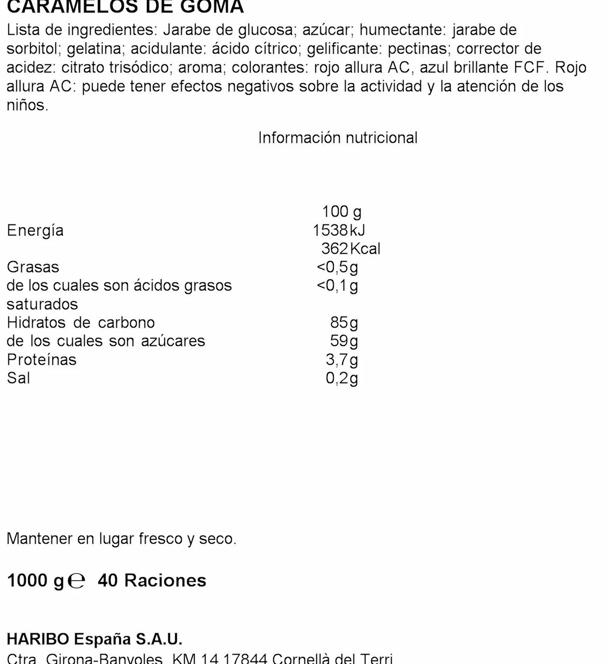 Haribo - Tricorazon - Caramelos de goma - 1 kg