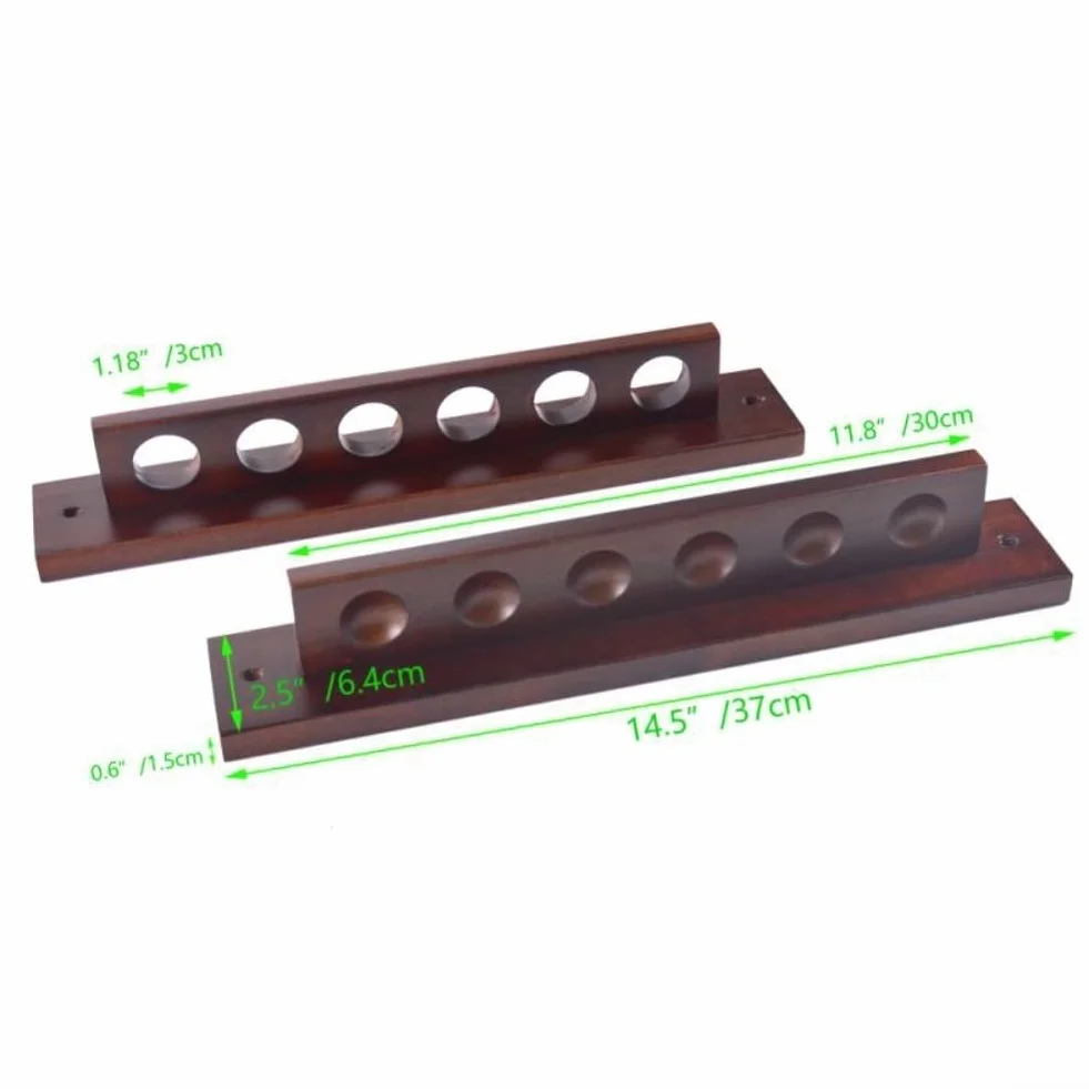 QOXEZY Soporte de madera para tacos de billar montado en la pared, rojo vino