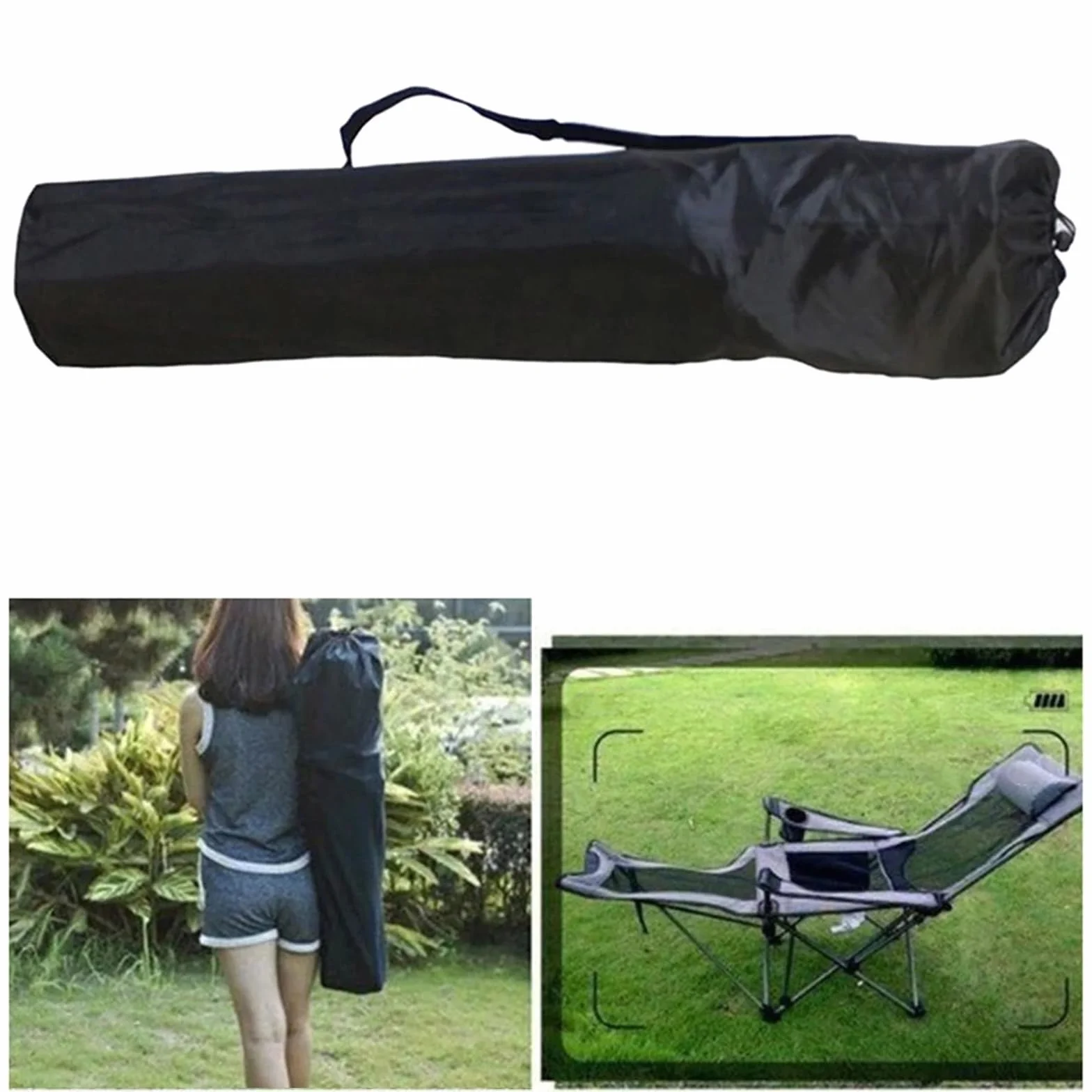 Silla de camping plegable portátil con bolsa de almacenamiento para viajes al aire libre