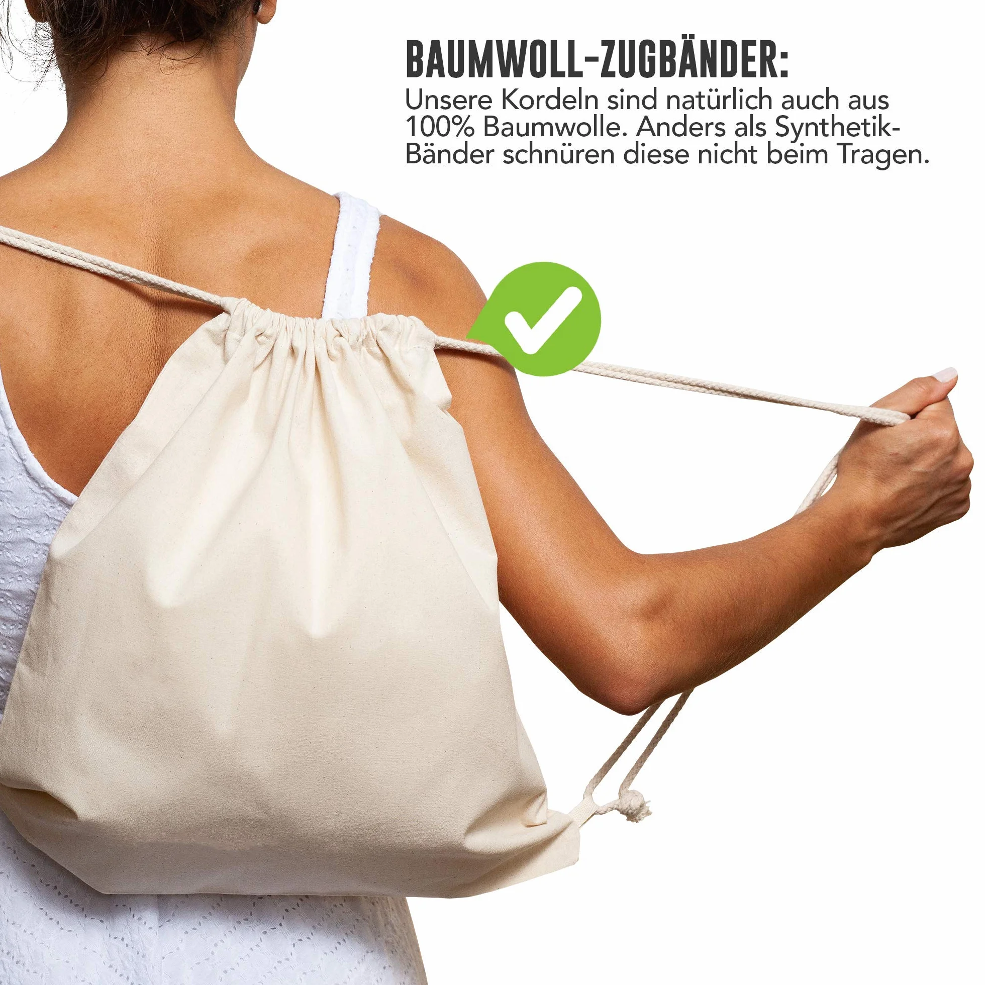 Bolsa de algodón OEKO-TEX® 38x42cm mochila deporte gimnasia compras 10 piezas