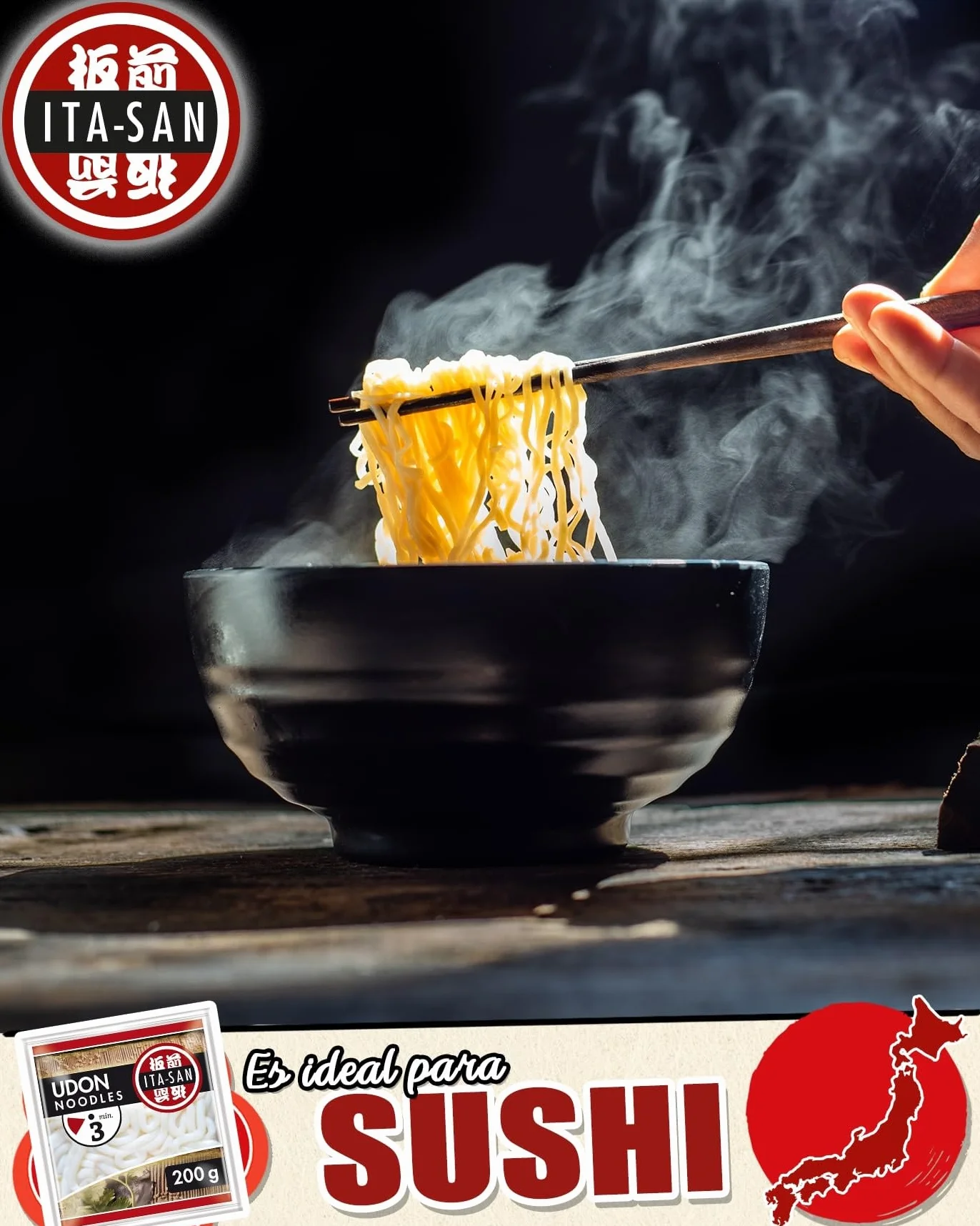 ITA-SAN Fideos Udon cocidos vegetariano 30 x 200 g
