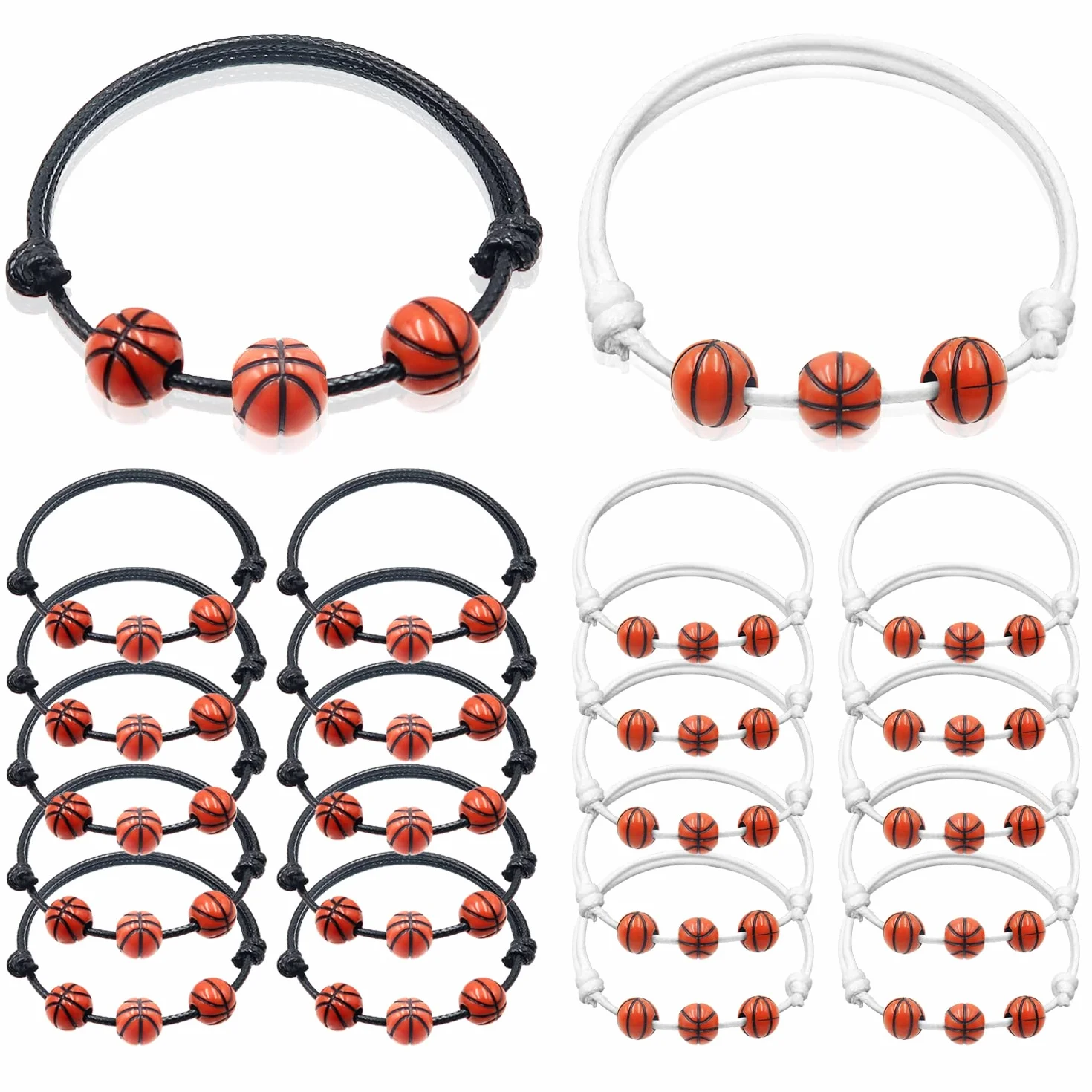 Pulsera de Baloncesto Trenzada Ajustable, 20 Piezas para Adolescentes Adultos Hombres Mujeres