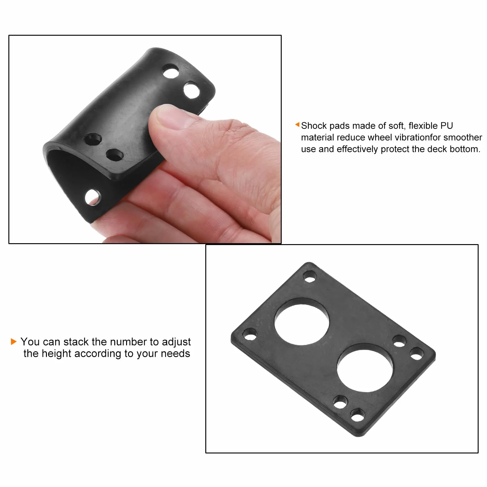 PATIKIL Set de Pads Elevadores y Tornillos para Skateboard, 6mm Goma, 2 Paquetes con 8 Tornillos, Negro