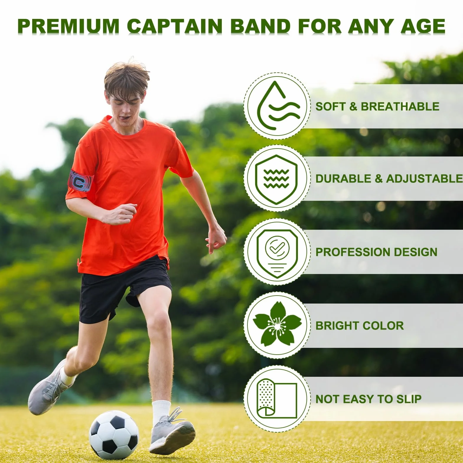 PATIKIL Brazalete de capitán de fútbol, bandas elásticas deportivas para jóvenes y adultos