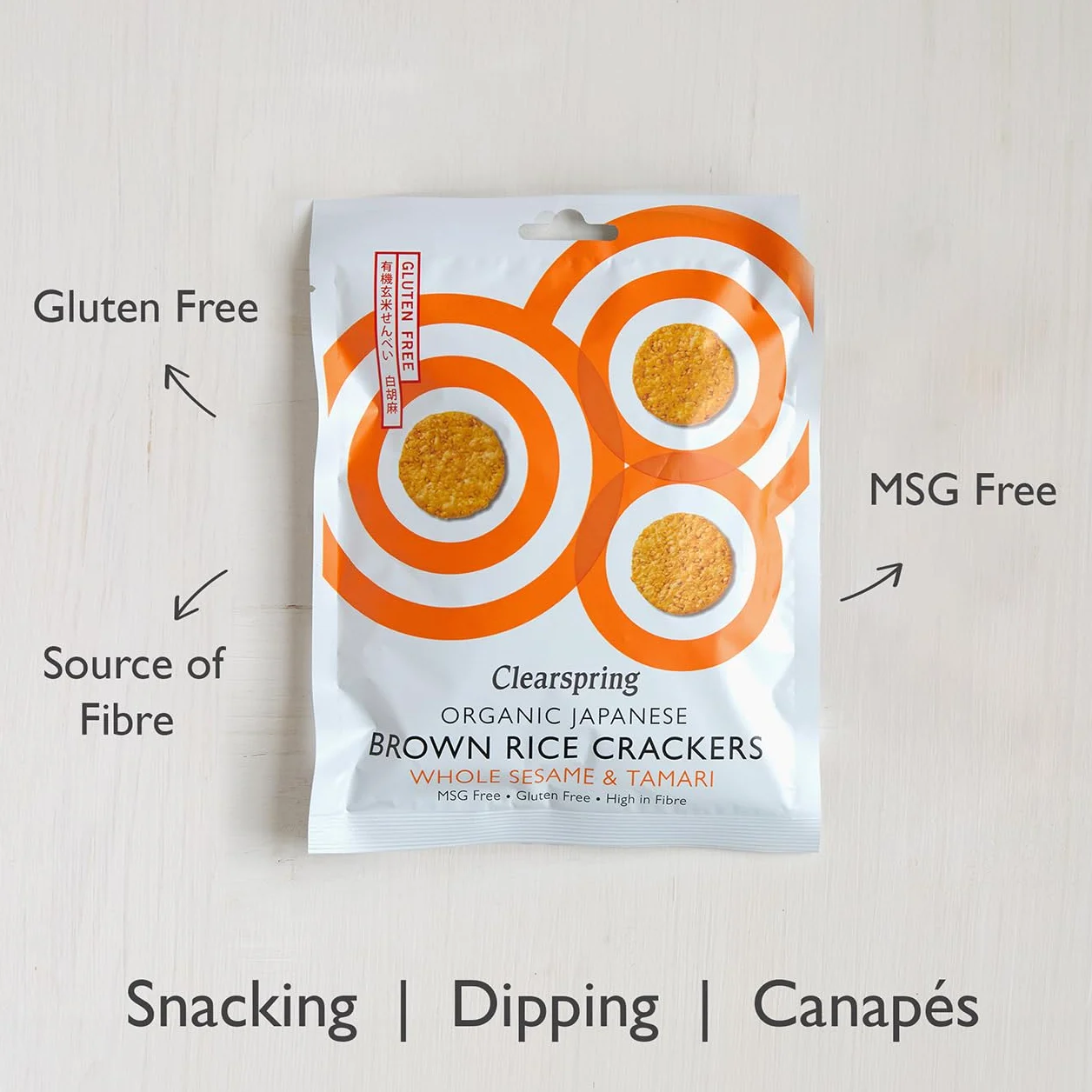 Clearspring Org Rice Crackers Whole sesami 40 g