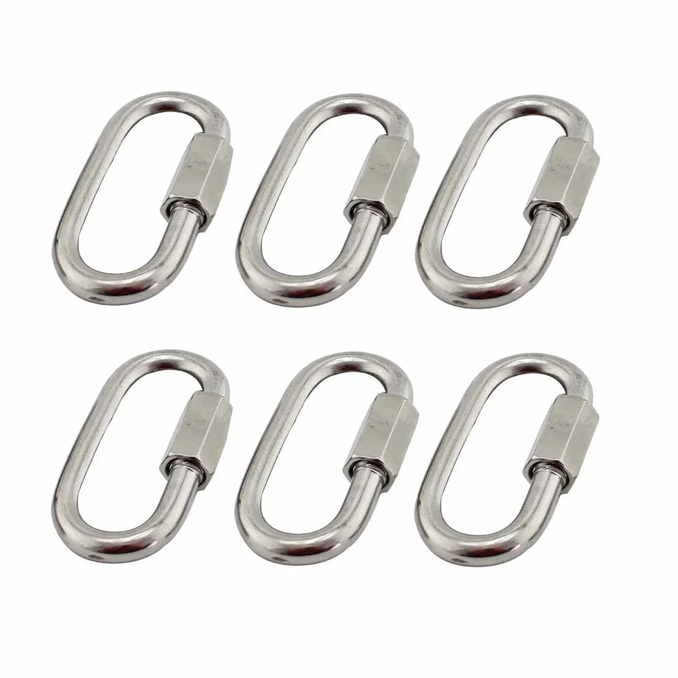 Mosquetón de Acero Inoxidable 304 con Rosca M5/0.2" Maillon Rapide Cadena Rápida para Camping