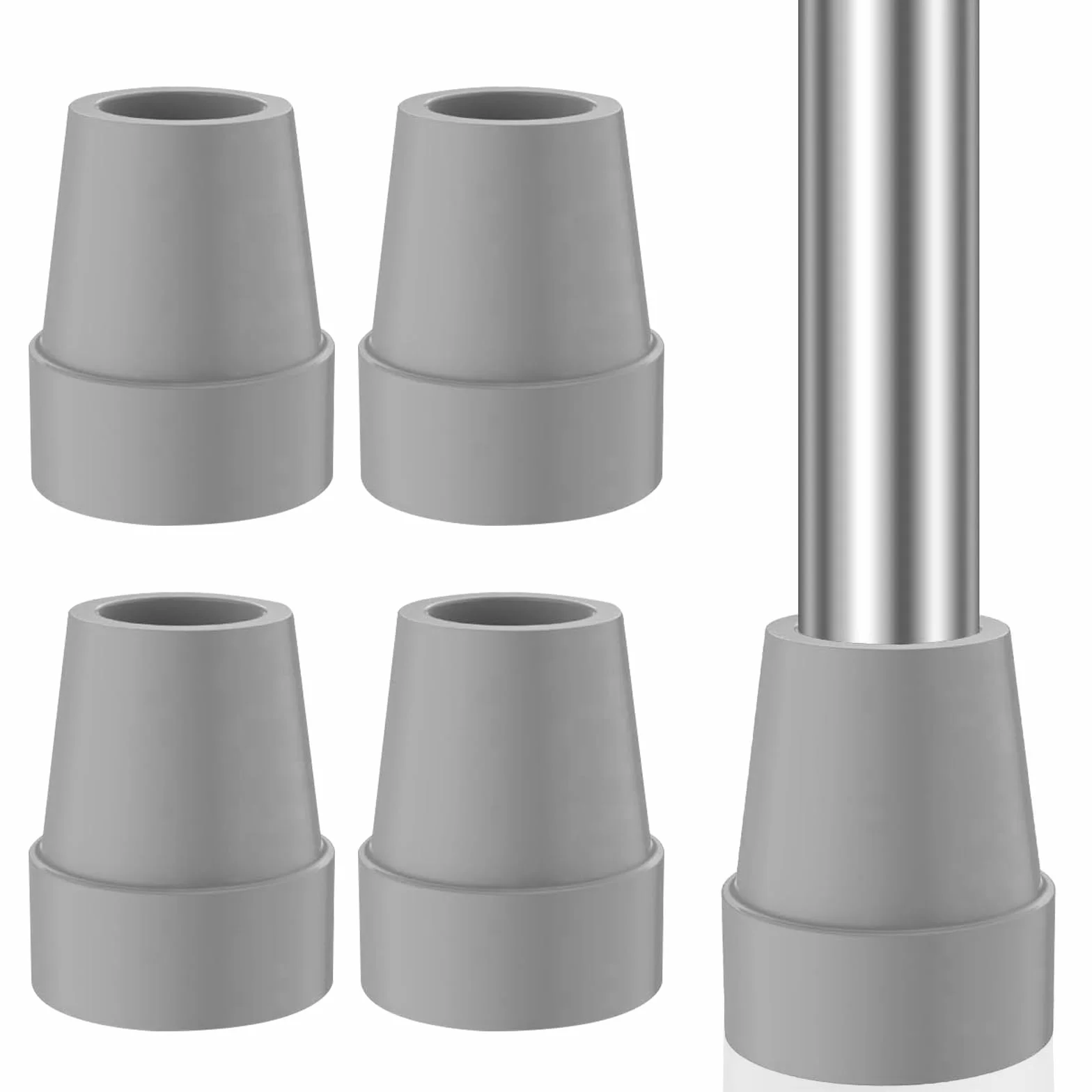 Topes de goma antideslizantes 19 mm para bastones de senderismo y marcha nórdica, 4 unidades