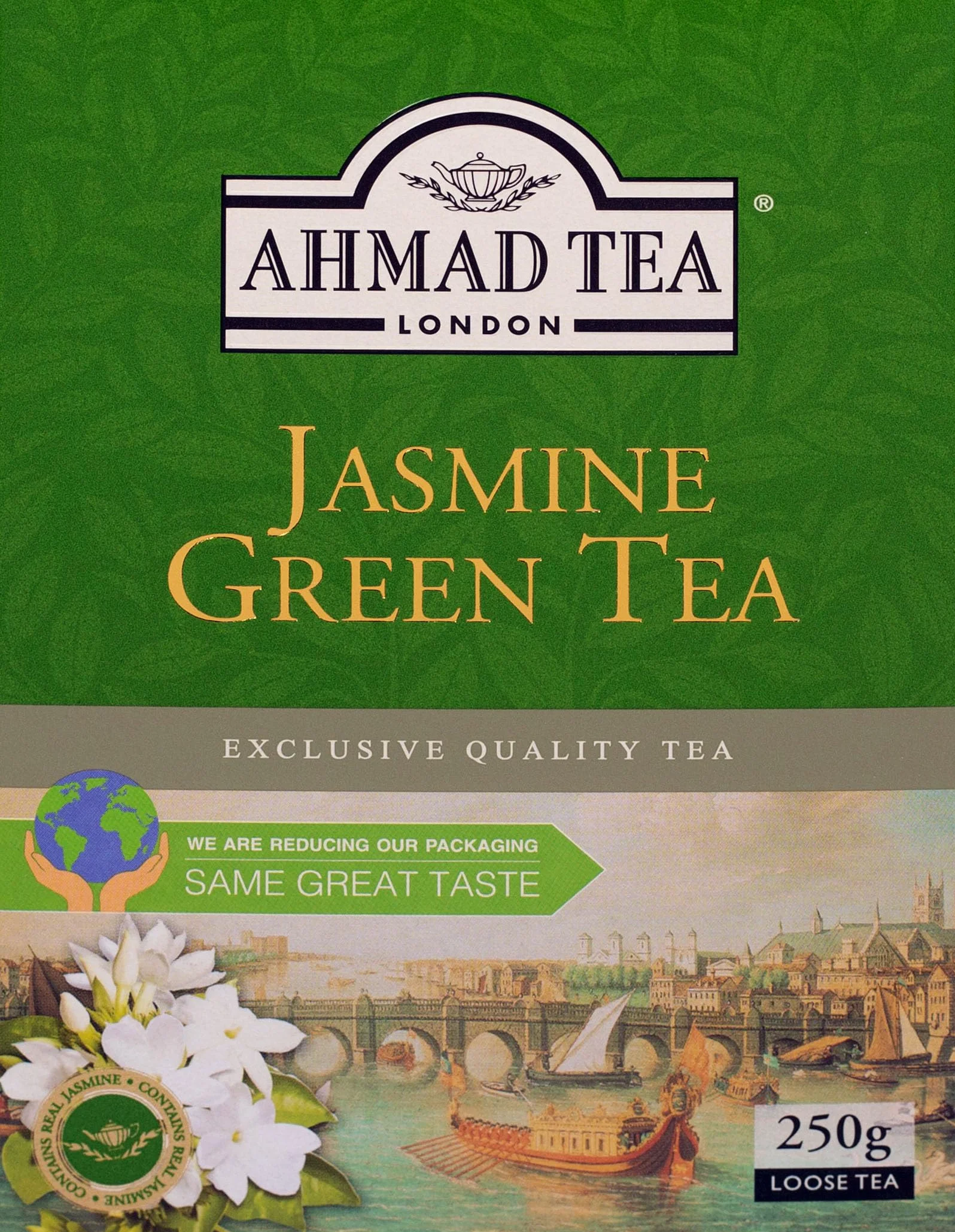 Ahmad Tea – Jasmine Green Tea - Té verde con flores de jazmín - 250 g de té suelto
