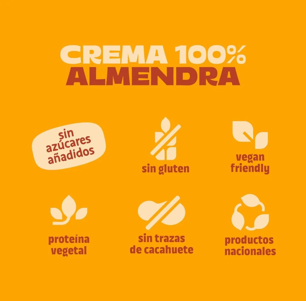 The Nut Club Crema de Almendra 180g 100% Natural, Vegana, Sin Azúcares Añadidos, Sin Gluten, Sabor Intenso y Textura Cremosa, Ideal para Untar, Desayunos, Recetas y Postres