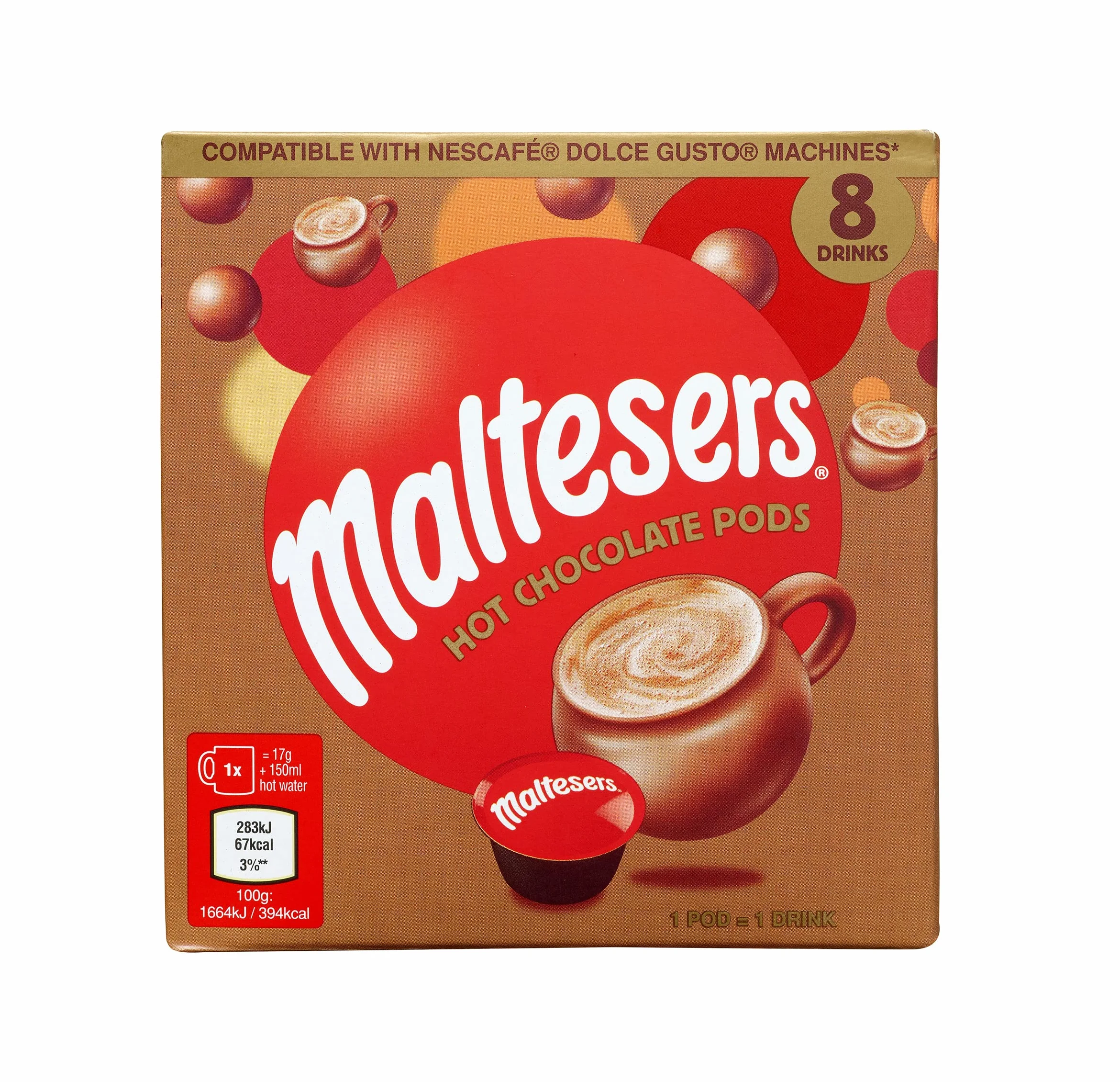Maltesers Cacao - Dolce Gusto Compatibles 40 Cápsulas - Chocolate caliente