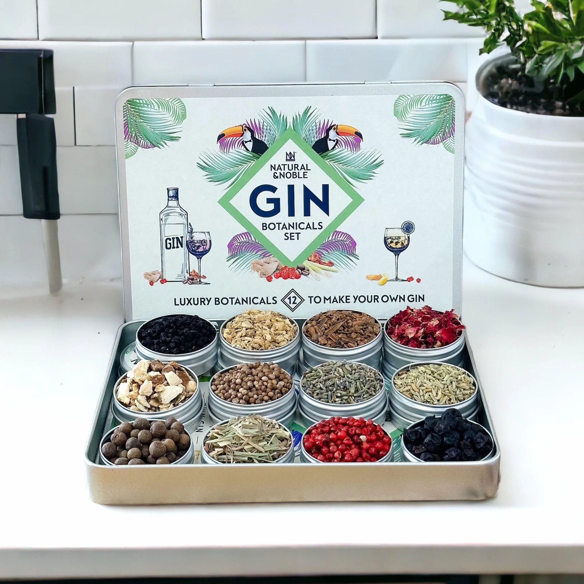 Gin Botanicals Kit de regalo de infusiones para gin-tonic, juego de 12 ingredientes botánicos y especias para ginebra