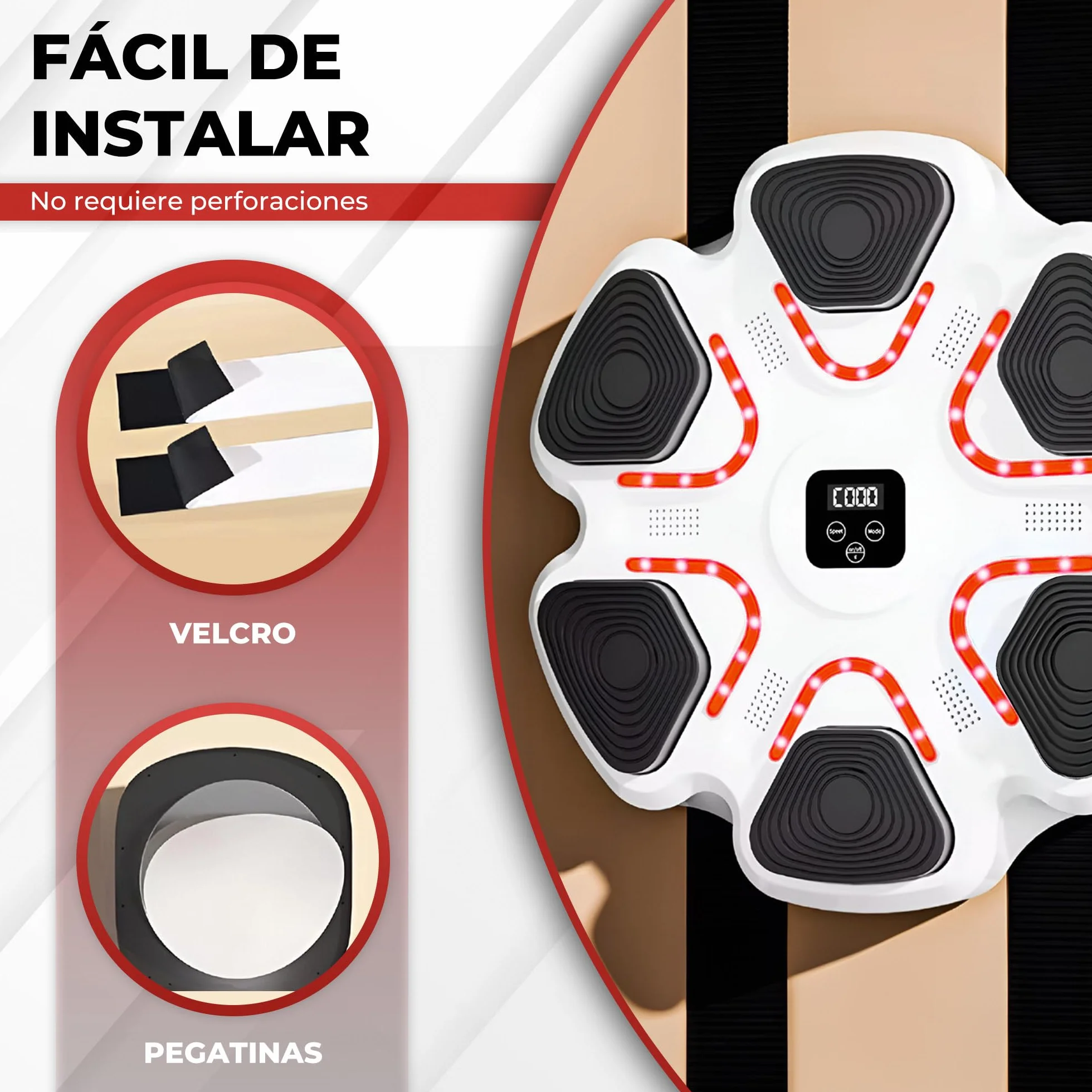 Arcanix Boxeo Pared Musical con Guantes de Boxeo - Maquina Boxeo Musical Pared Bluetooth Panel con Musica Punch Luces 9 Velocidades