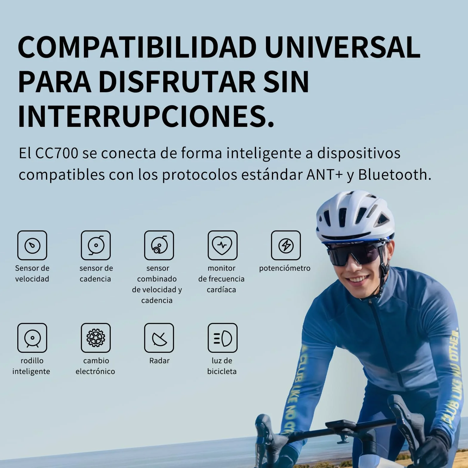 GEOID CC700 GPS Ciclocomputador Bicicleta Sin Cables Pantalla Color 2.8 Pulgadas Navegación Ruta Ant+ Bluetooth IPX7 Impermeable Autonomía 15-25H