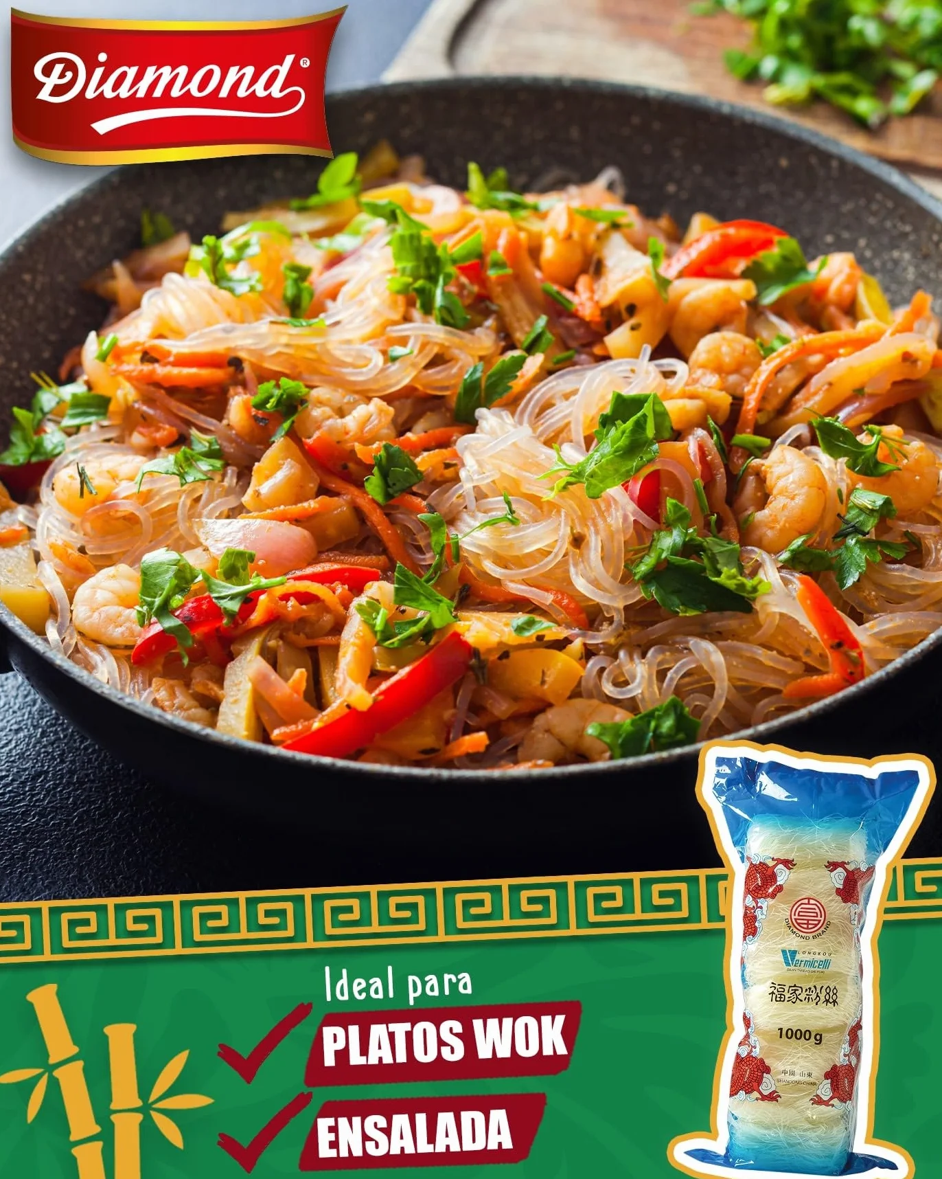 DIAMOND Fideos de Cristal Largos Naturalmente Veganos Sin Gluten 1 x 1000 g