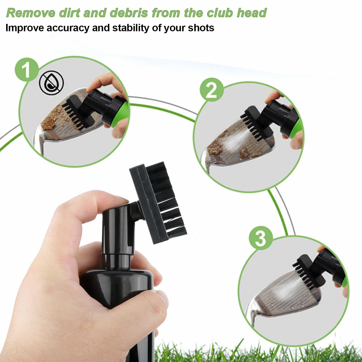 Cepillo para Palos de Golf con Chorro de Agua, Limpiador de Ranuras, Limpieza Húmeda, 150ml
