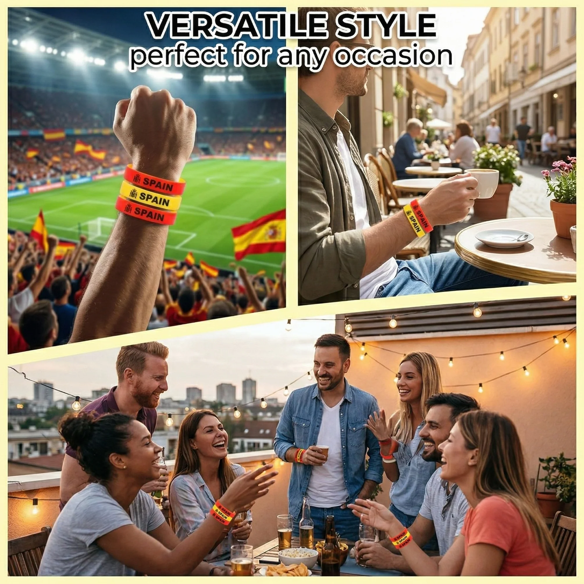 Pulseras de silicona con diseño de bandera de España, 8 piezas, para hombres y mujeres, Copa Mundial 2026