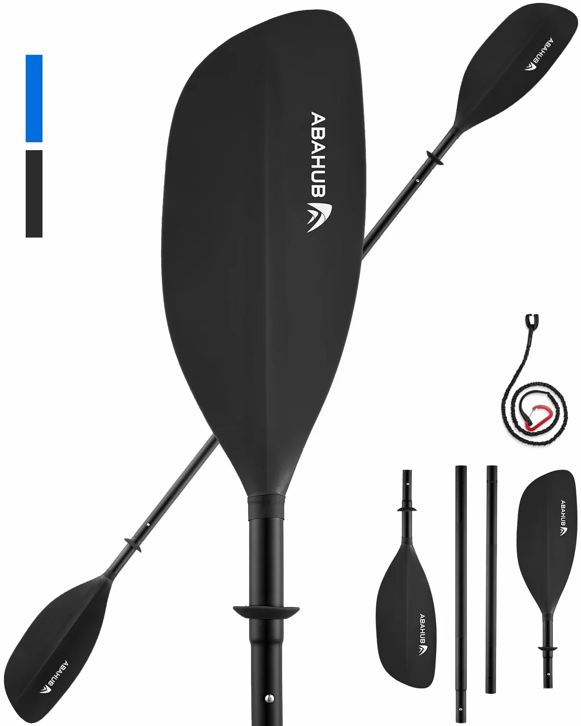 Abahub Remo Kayak 230 cm 4 Piezas Desmontables Remo Doble de Aluminio Compacto Ligero Flotante