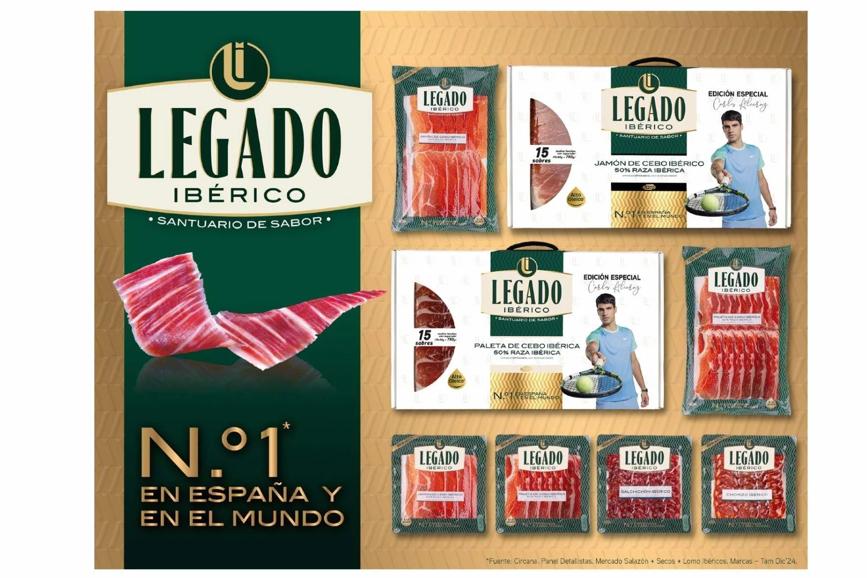 Maletín paleta de cebo ibérico medias lonchas 15x50g Edición especial Carlos Alcaraz