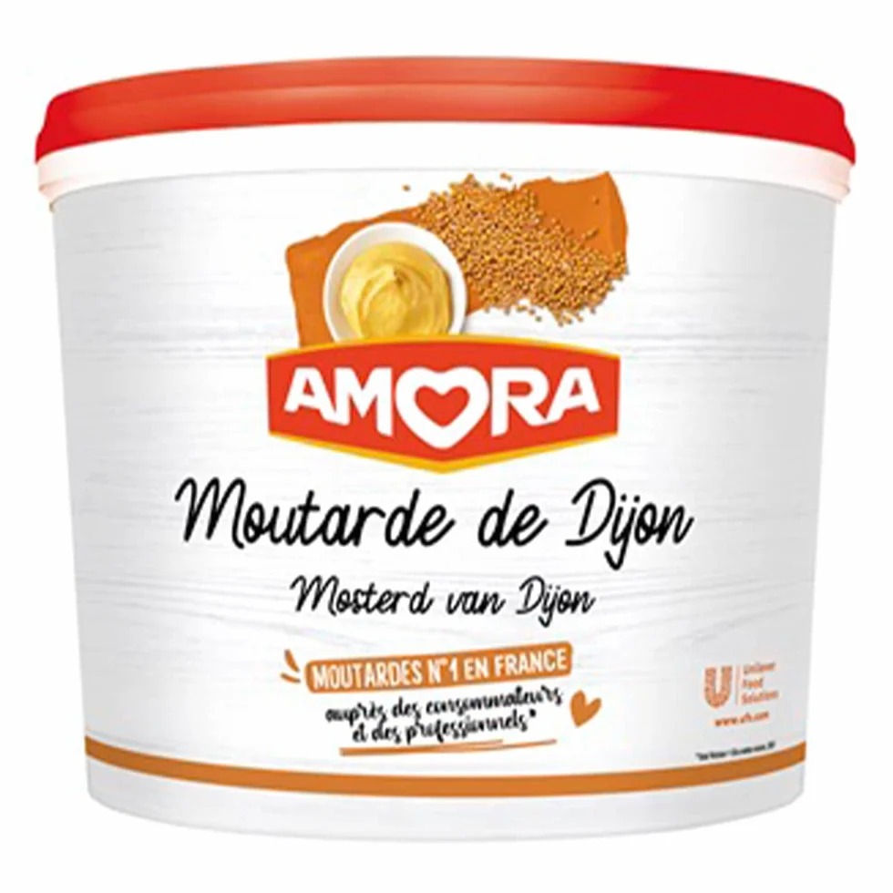 Amora - Mostaza Dijon, Salsa Mostaza, Ideal para Condimentar, A base de Granos, 5Kg