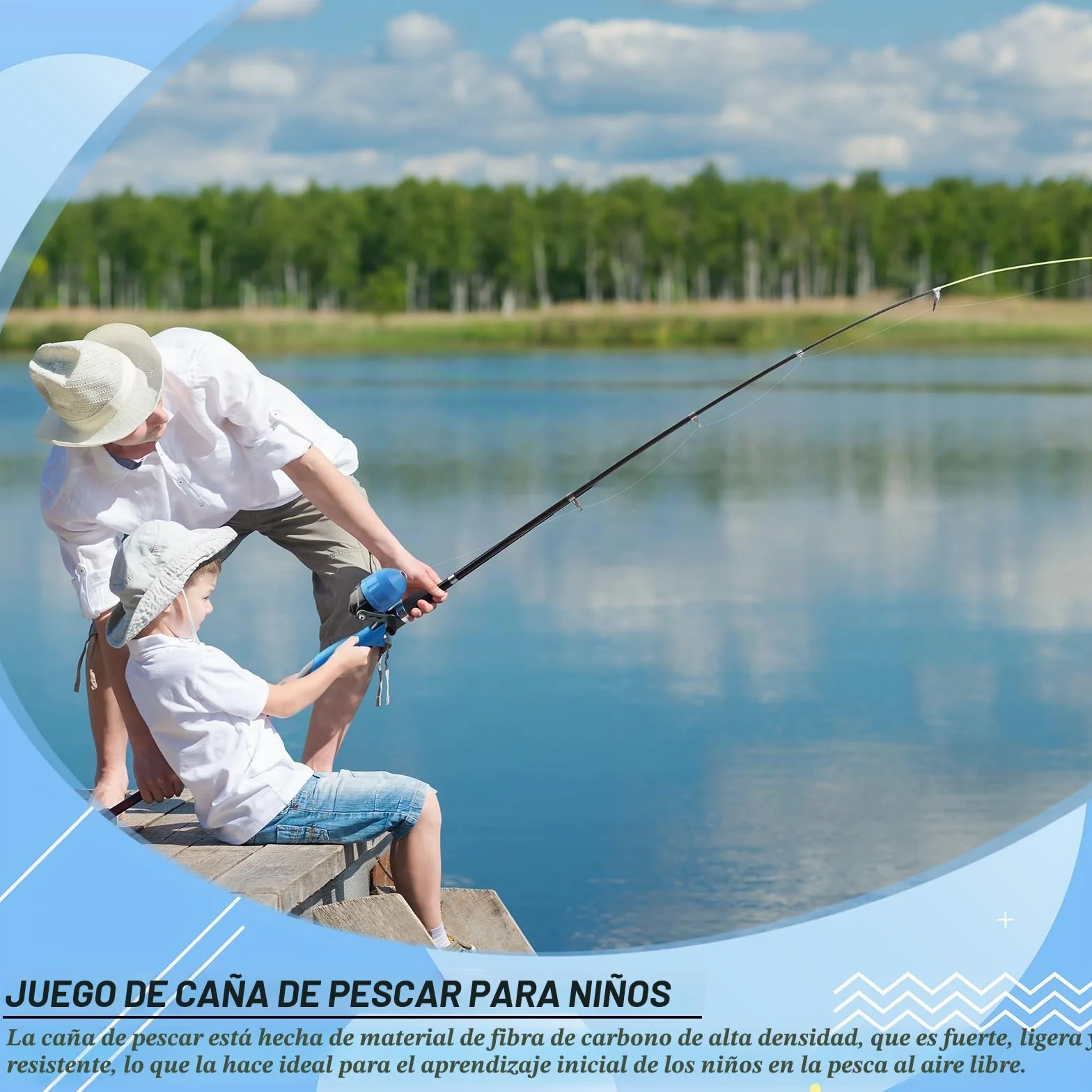 dellyy Cañas de Pescar para Niños, Juego de Pesca Telescópica con Accesorios y Bolsa