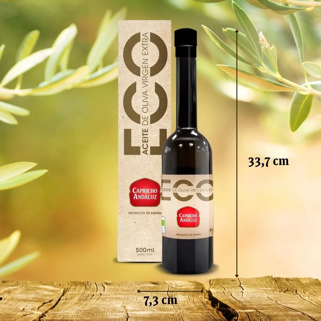 Capricho Andaluz - Aceite de Oliva Virgen Extra Estuche Eco Gourmet de 500 ml, Aporta un Sabor Único a tus Platos con un Formato Exclusivo para Regalar
