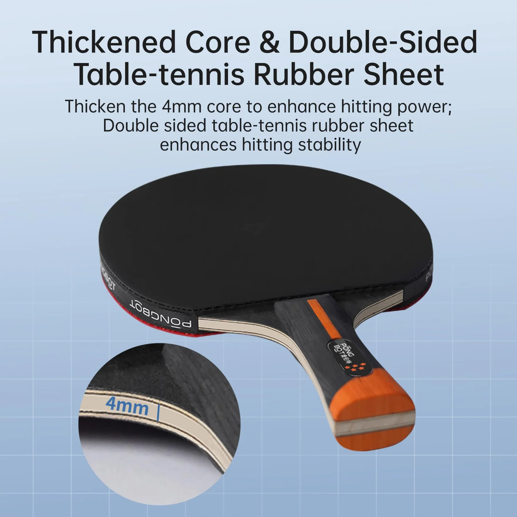 PONGBOT Five-Star Pala de ping pong profesional fibra de carbono 7 capas con funda rígida