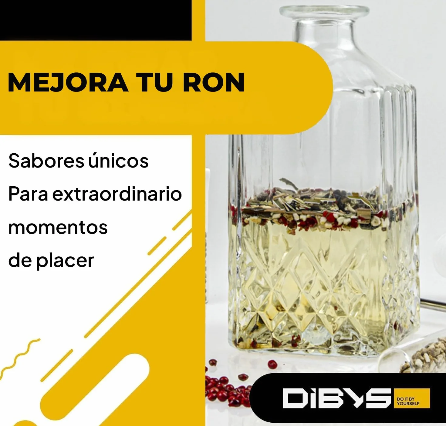 DIBYS Mini Ron Kit de Especias | 12 Botánicos para Infusión y Preparación de Cócteles | con 4 Recetas, Léxico y Elegante Caja | Set de Regalo para Hombres y Mujeres | Juego Hacer Ron en Casa