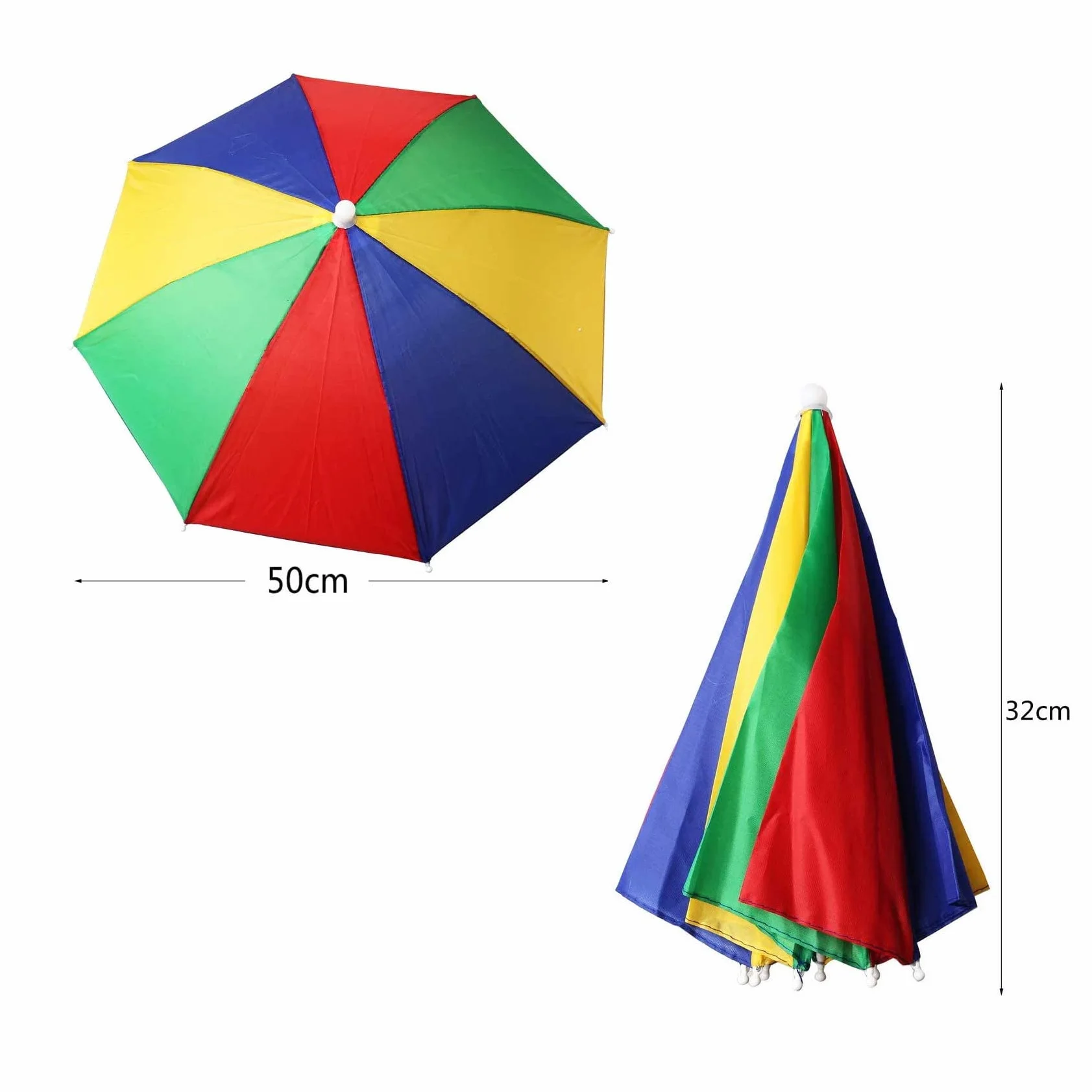 Sombreros de Paraguas 2 PCS Gorras de Paraguas Arco Iris Ajustable para Adultos Niños