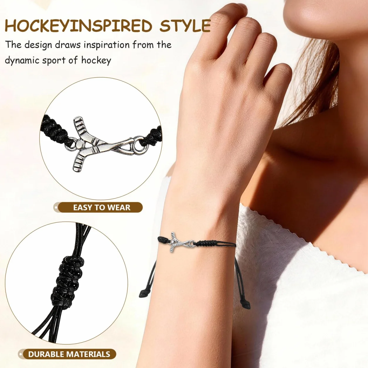 Supvox Pulseras Tejidas de Hockey Amuletos Fanáticos Regalos Niñas