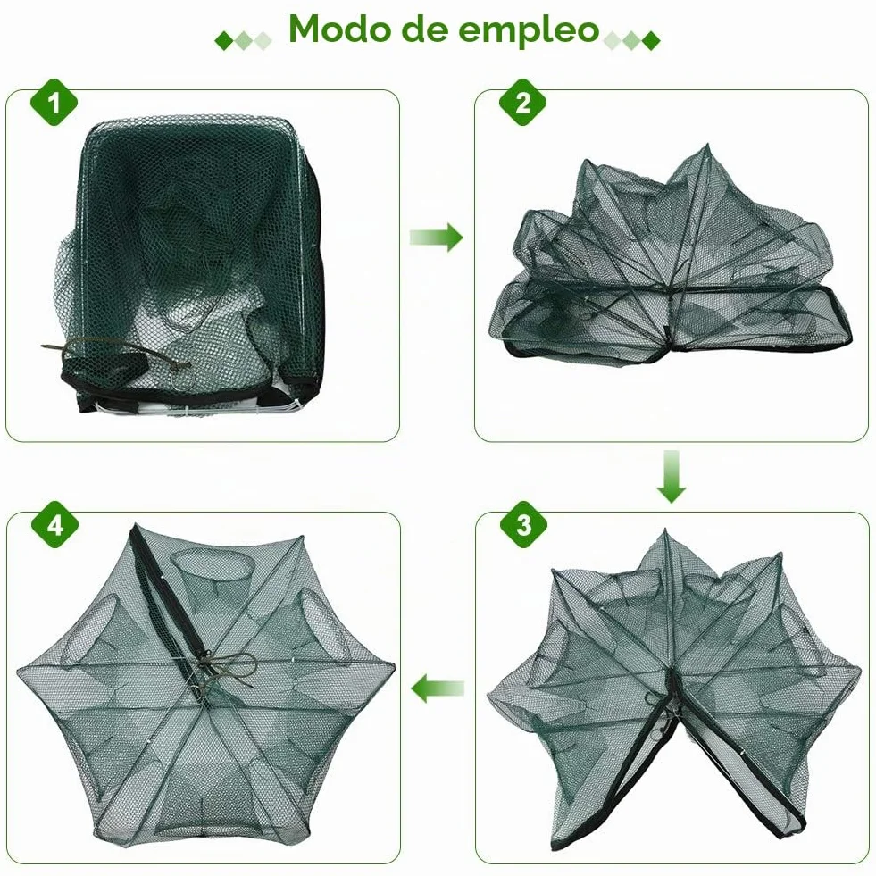 Red de Pesca con 6 Agujeros para Cangrejos y Peces Pequeños, Trampa de Malla Resistente