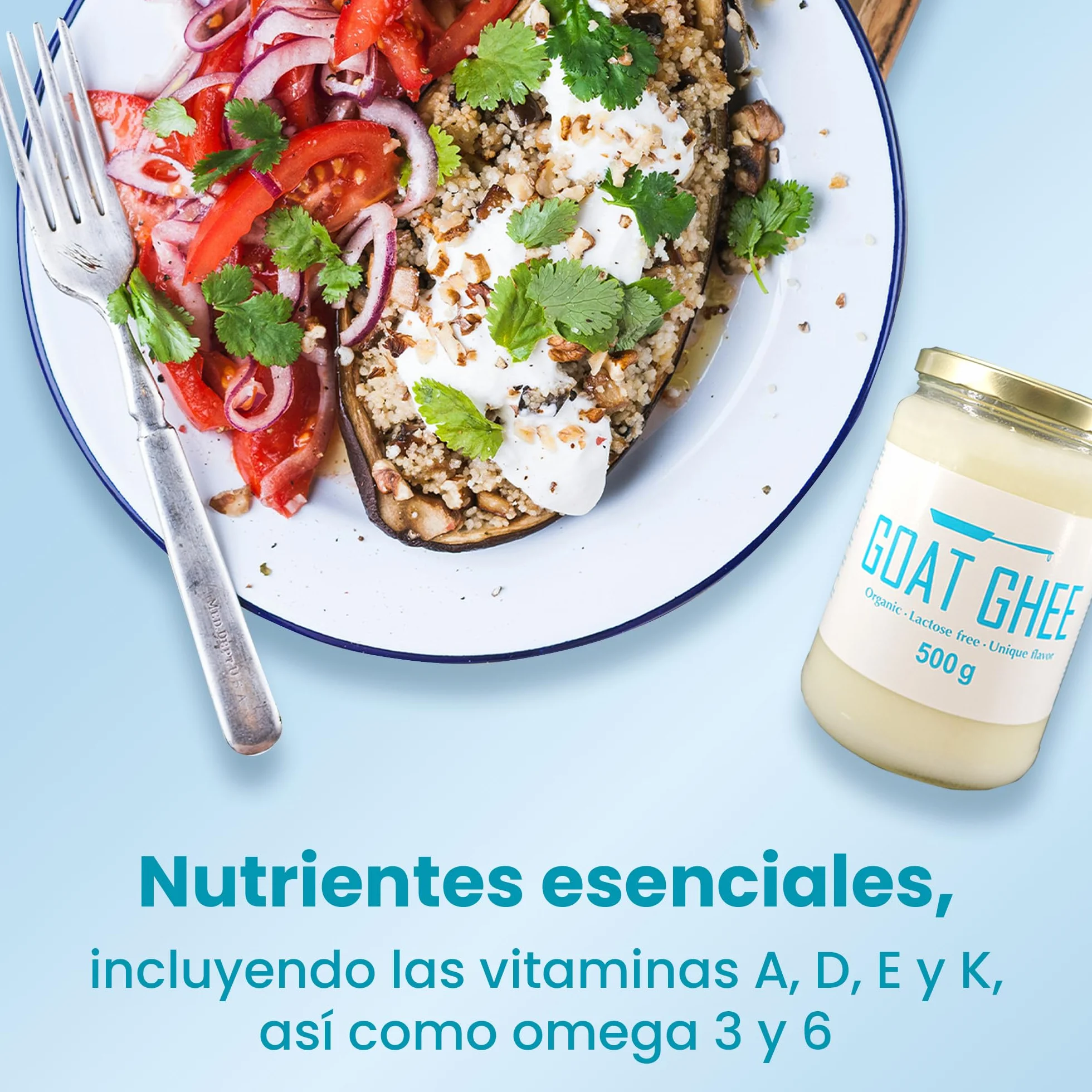 Ghee Easy Bio Ghee de Cabra 500g - Mantequilla de Cabra Clarificada Pura - 100% Orgánica - Ideal para Paleo y Keto - Libre de Gluten y Lactosa - Ayurveda