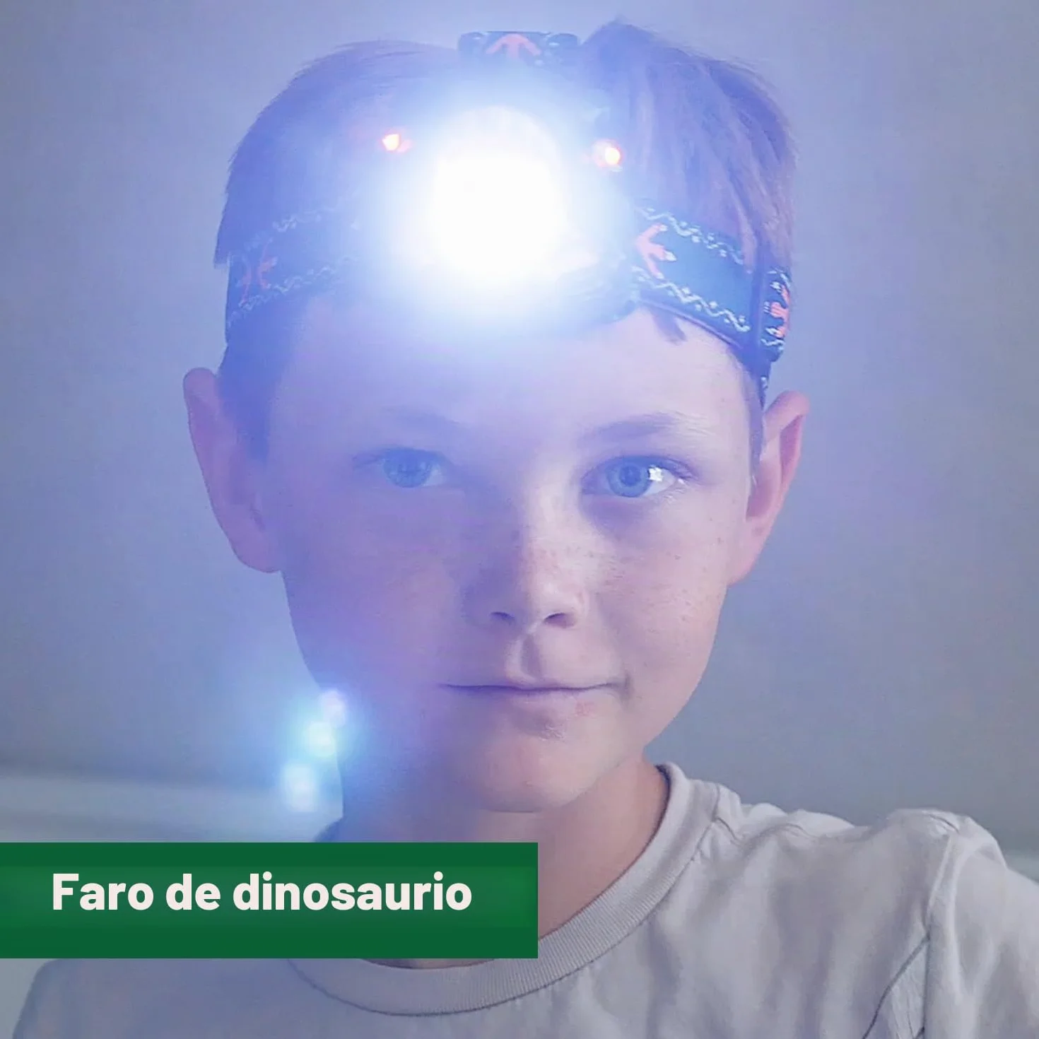 Linterna frontal dinosaurio para niños 3-8 años regalo cumpleaños