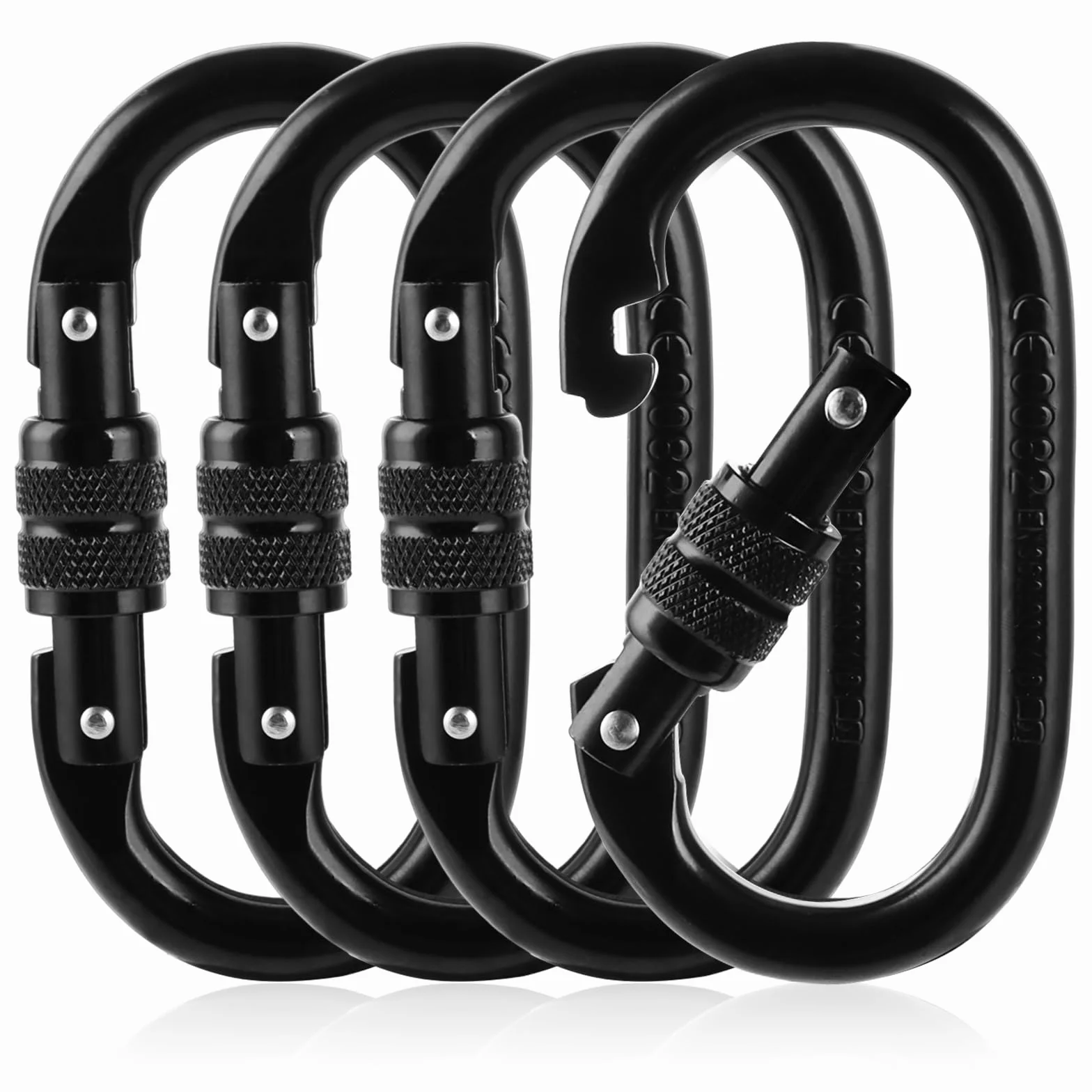 Mosquetones Grandes 25KN 11cm Acero Aleado Negro 4 Piezas