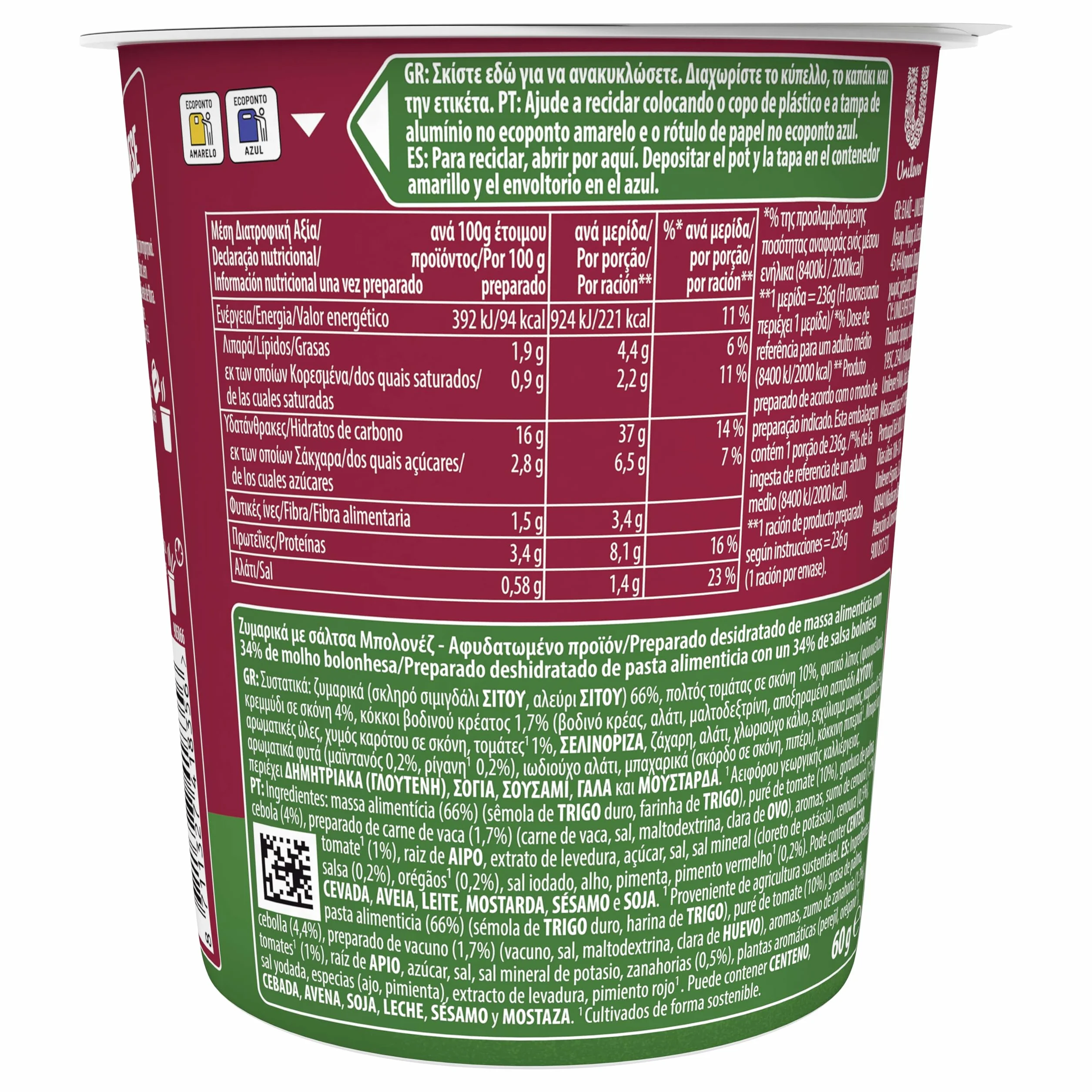 Knorr Pasta Pot Salsa Boloñesa 60g, 1 unidad