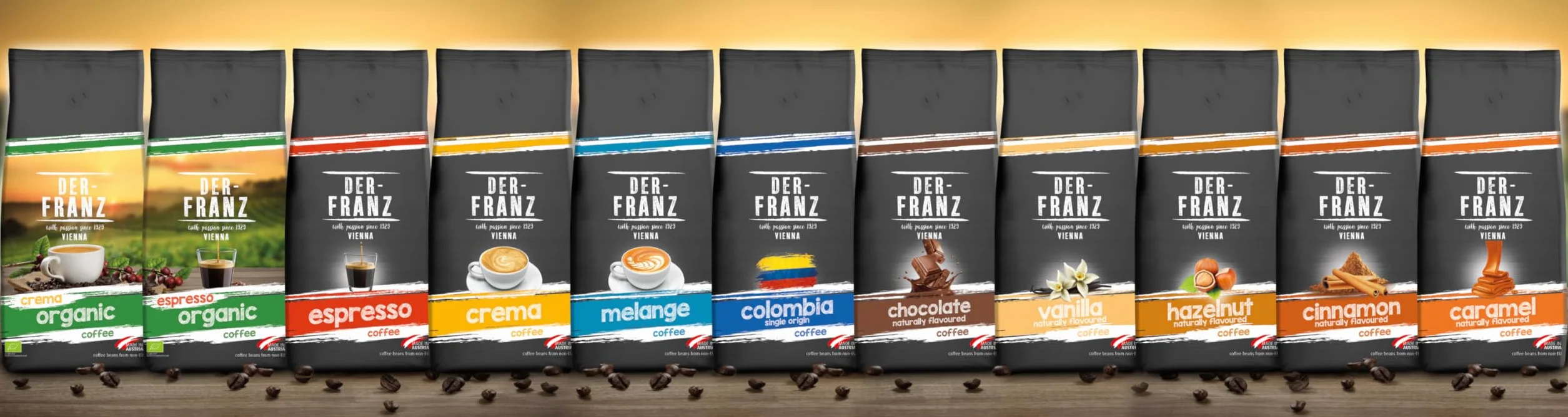 Der-Franz Café, Aromatizados con Avellana, Café mezcla de Arábica y Robusta granos enteros, 1000 g
