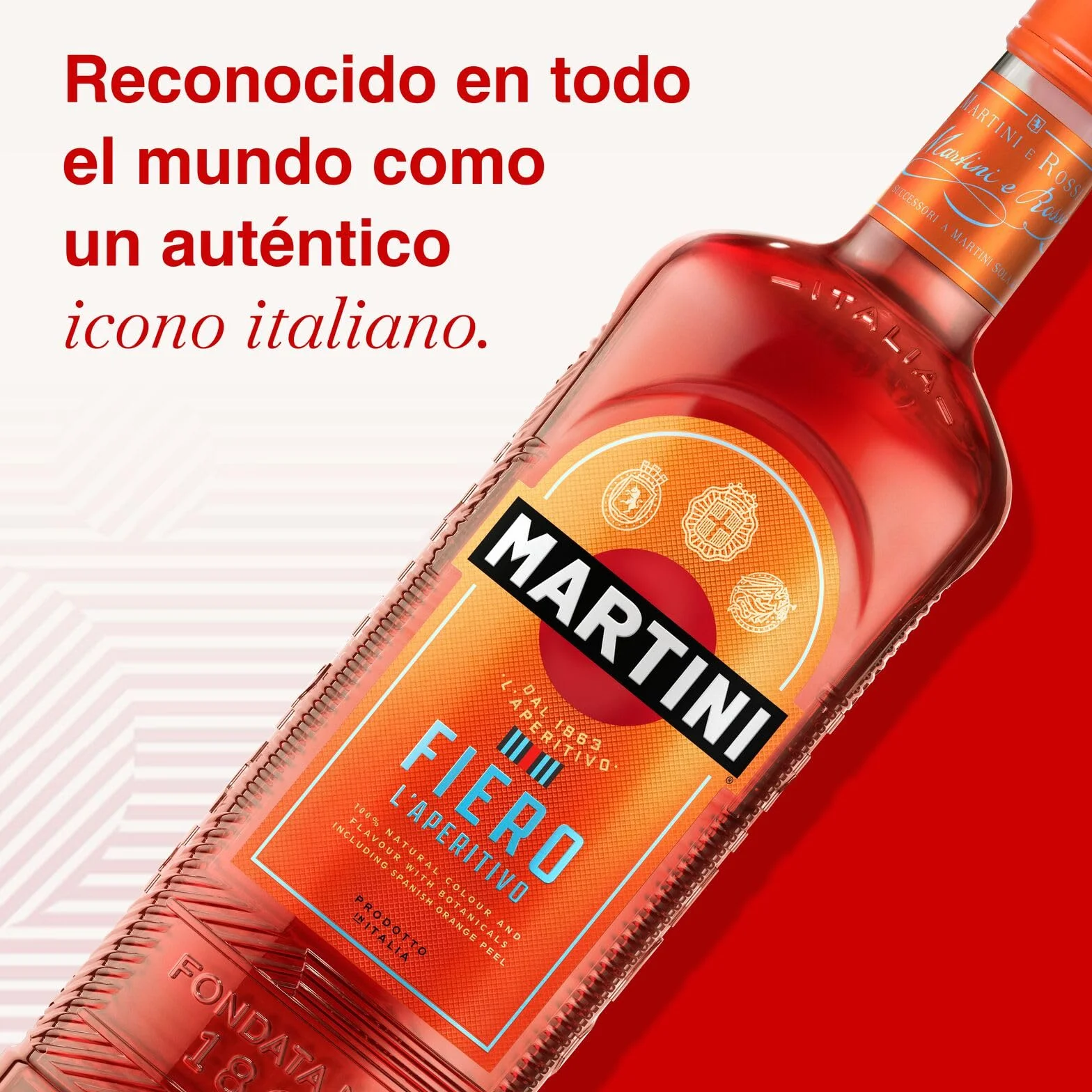 MARTINI Fiero Vermouth Aperitivo, 15% ABV, 75cl / 750ml, Aperitivo Dulce con Infusión de Cáscaras de Naranja Cortadas a Mano