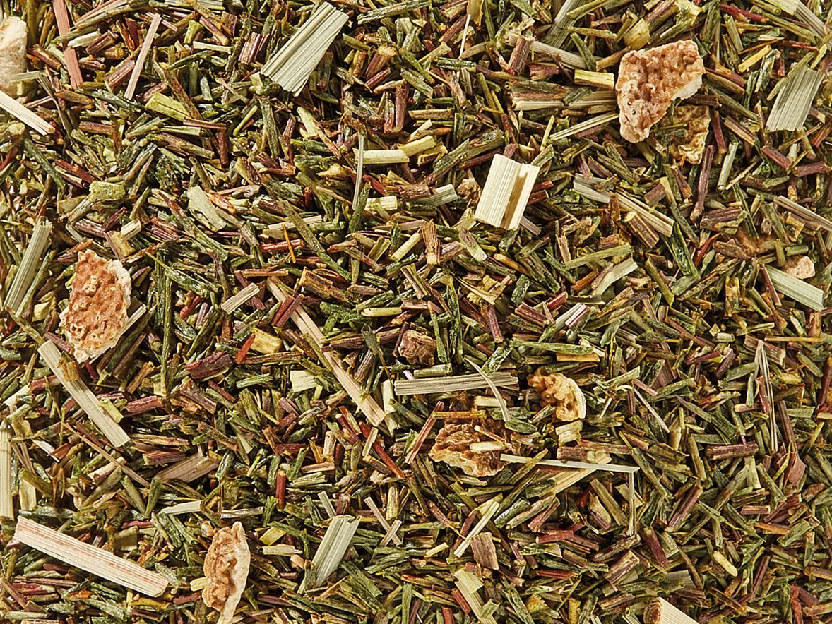 1 kg de mezcla de té de rojizo verde biológico k.B. A. Lemón/vainilla/Tonka. Notas de limón y vainilla DE-ÖKO-006 VO2018/848 aromatizado
