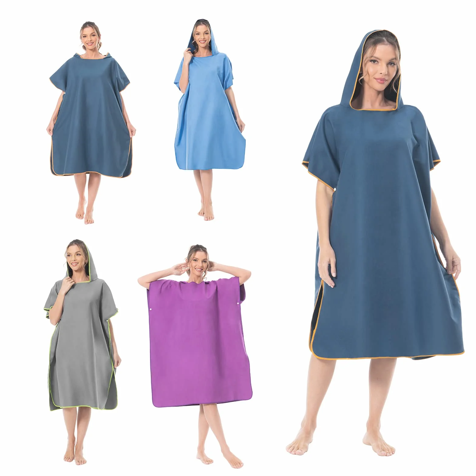 Mokani Poncho de Surf Ligero Compacto Secado Rápido Toalla Adultos Microfibra Playa Azul Oscuro