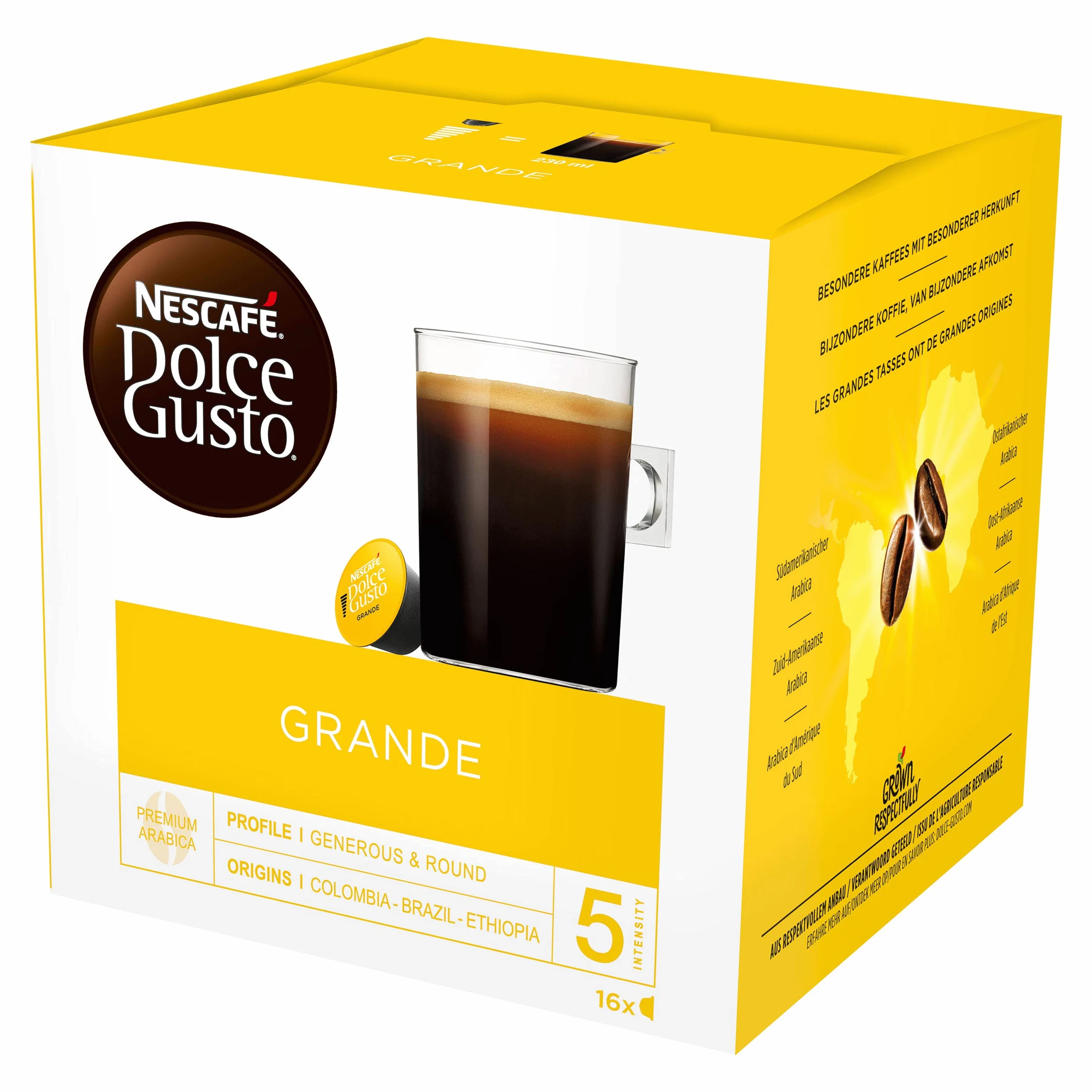 Nescafé Dolce Gusto Set Basic: Lungo, Cappuccino, Latte Macchiato, Espresso, Chococino, Crema Grande, 6 x 16 Cápsulas
